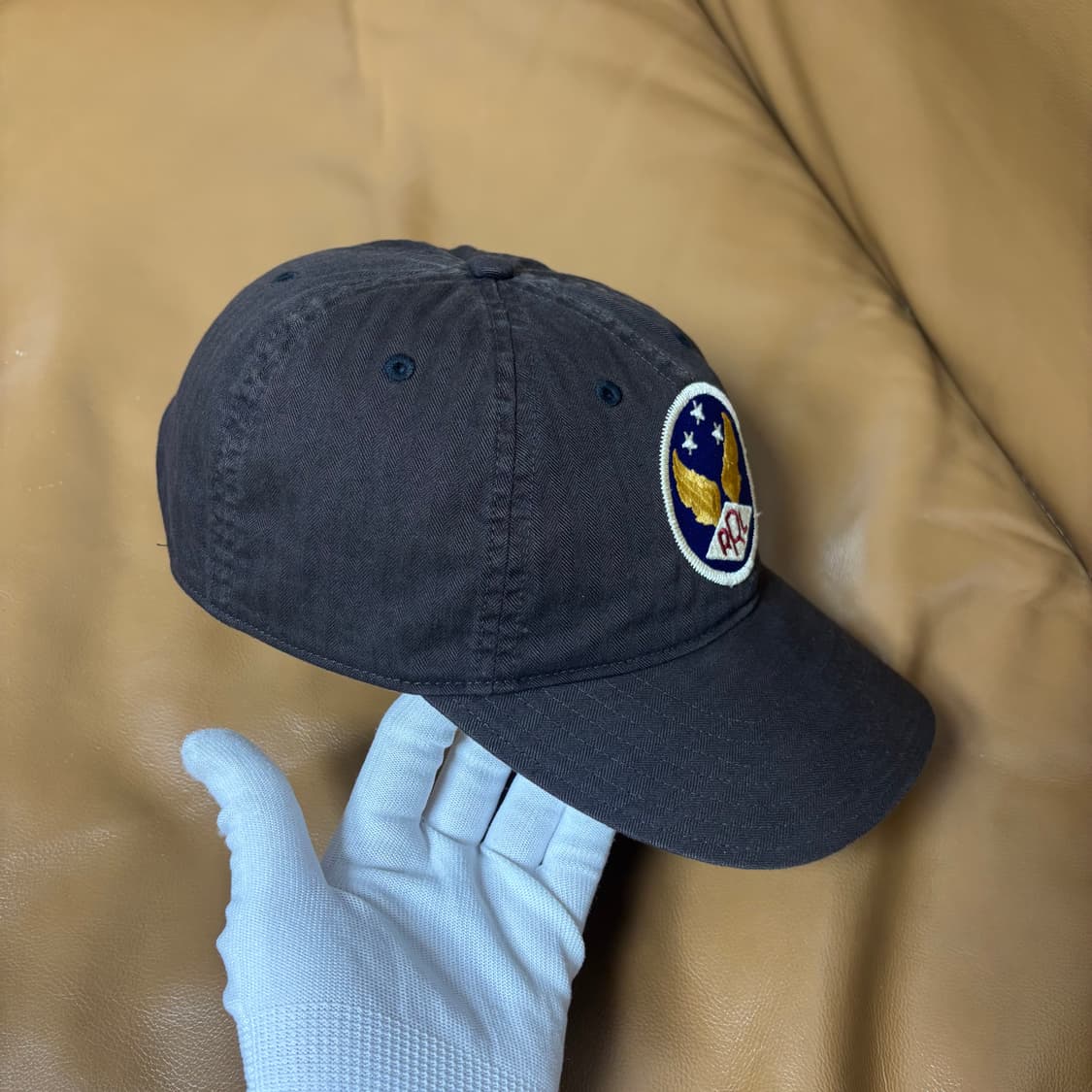 RRL 더블알엘 랄프로렌 폴로 윙로고 6패널 볼캡 모자 워시드 블랙 상품이미지3