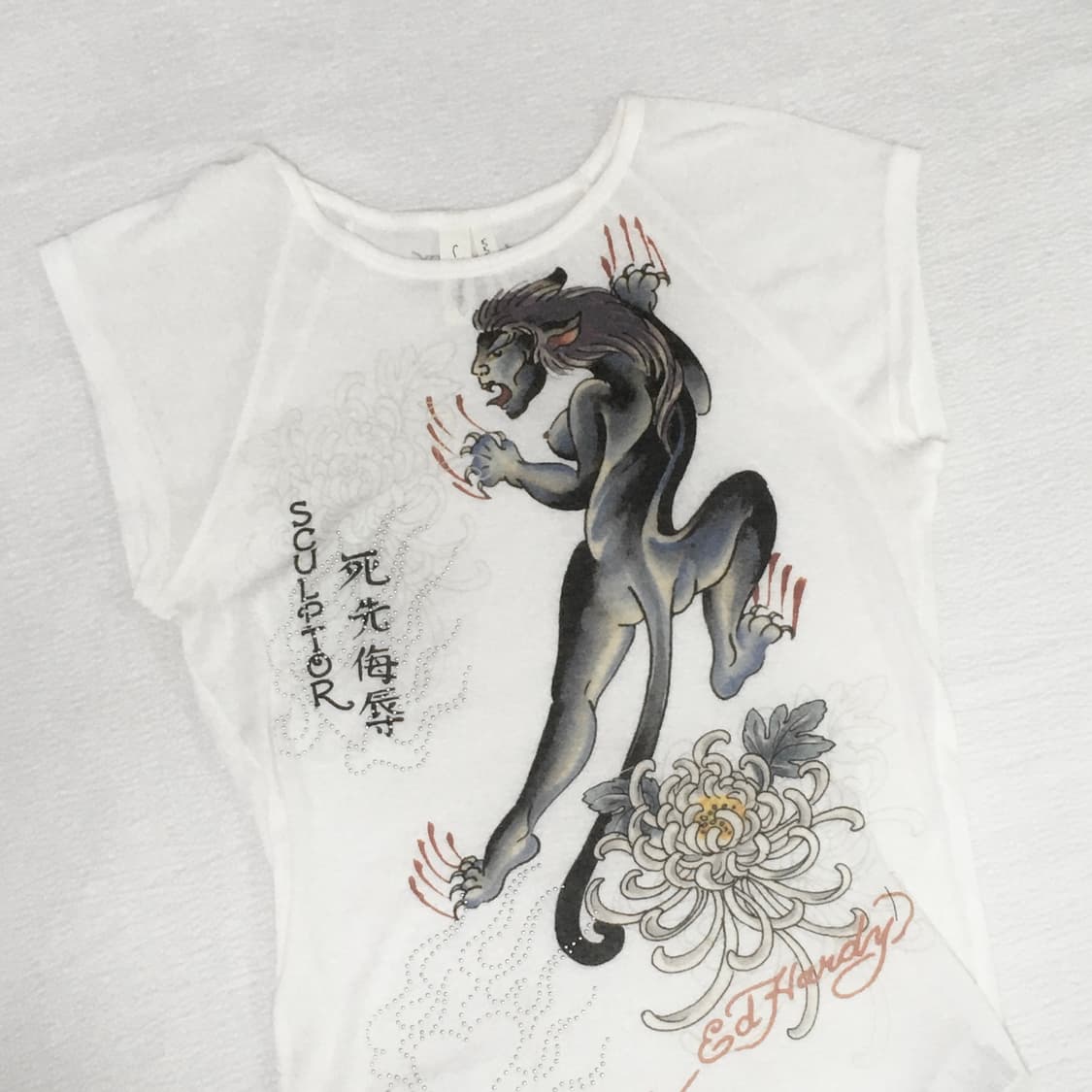 스컬프터 에드하디 Devil Raglan Tee White (L) 상품이미지2