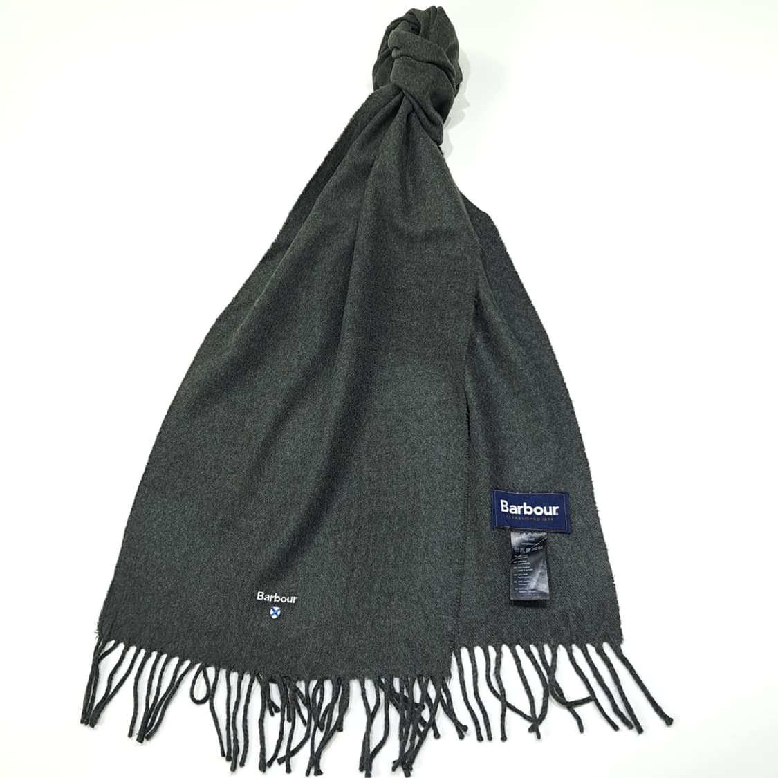 MX474 바버 아크릴 자수 로고 다크그레이 머플러 목도리 상품이미지2