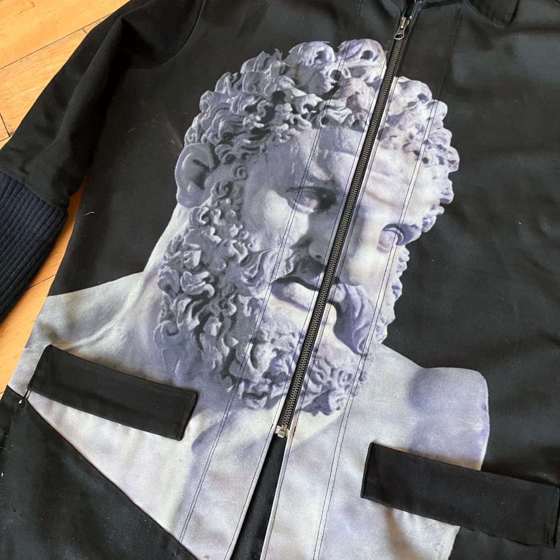 Japanese 90s 블랙 그리스 프린팅 슈퍼 롱 코트 105 상품이미지3