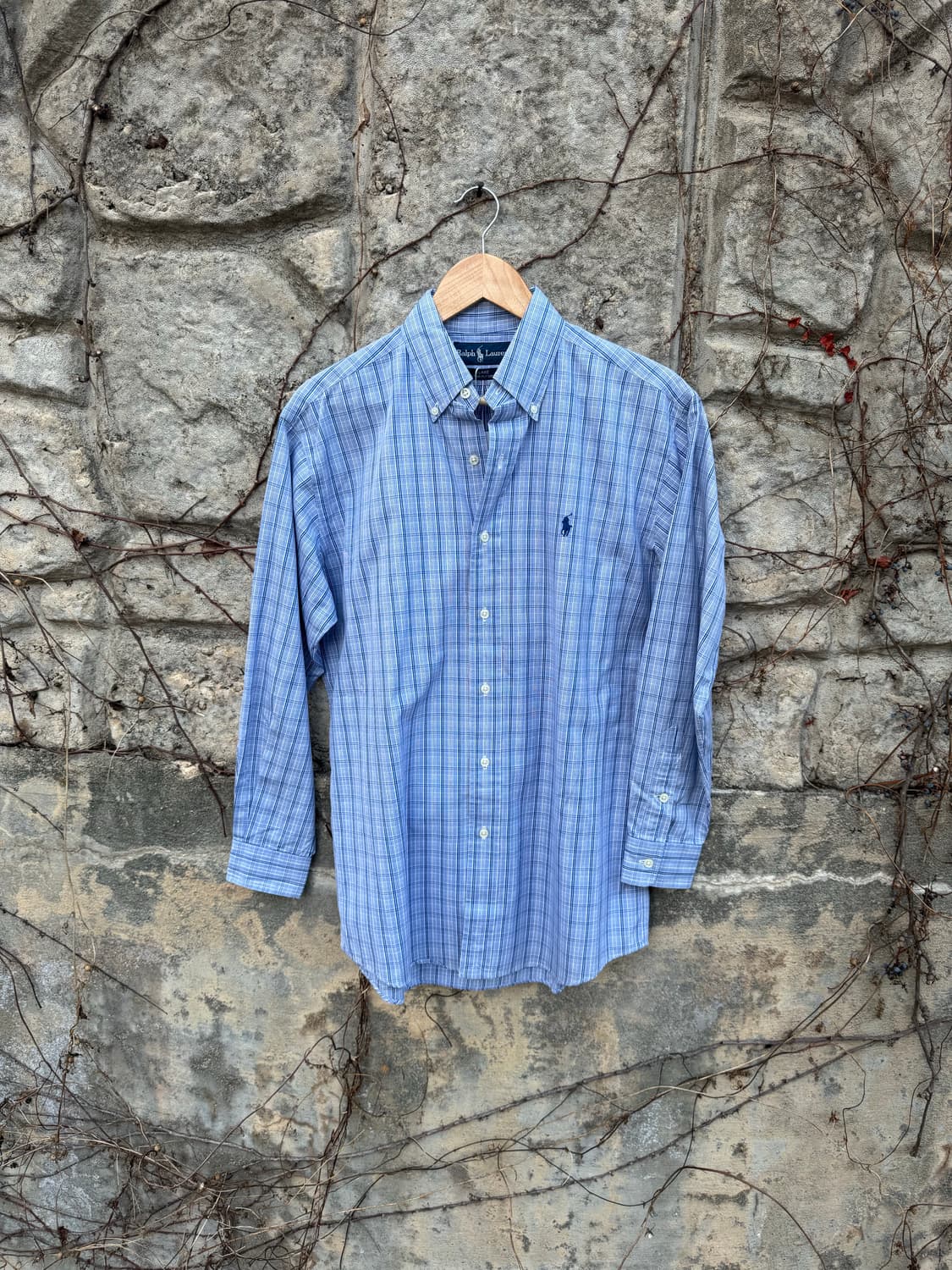 폴로 랄프로렌 빈티지 체크 패턴 셔츠 블루 s 상품이미지1