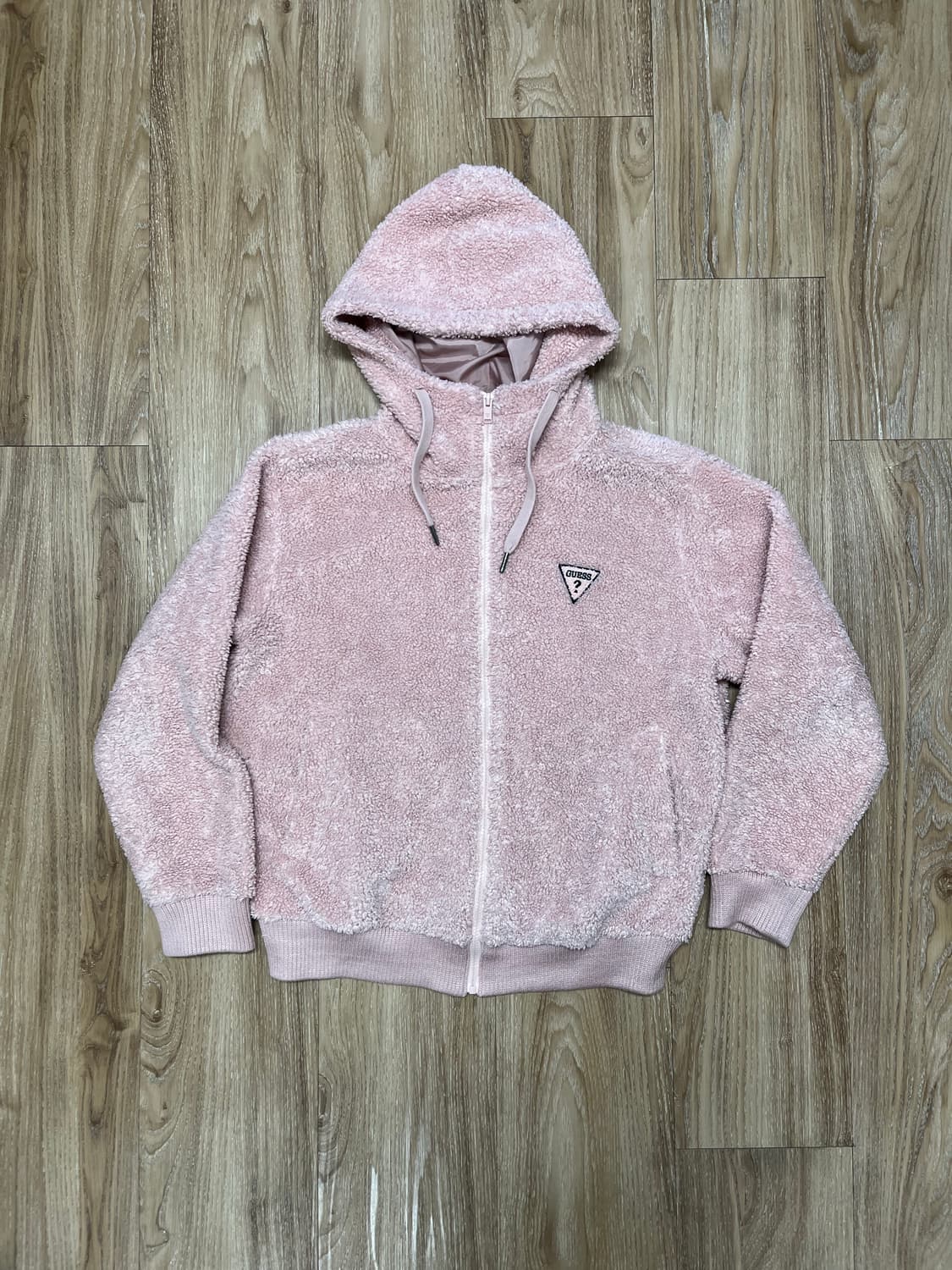 게스 핑크 후리스 후드집업 상품이미지1