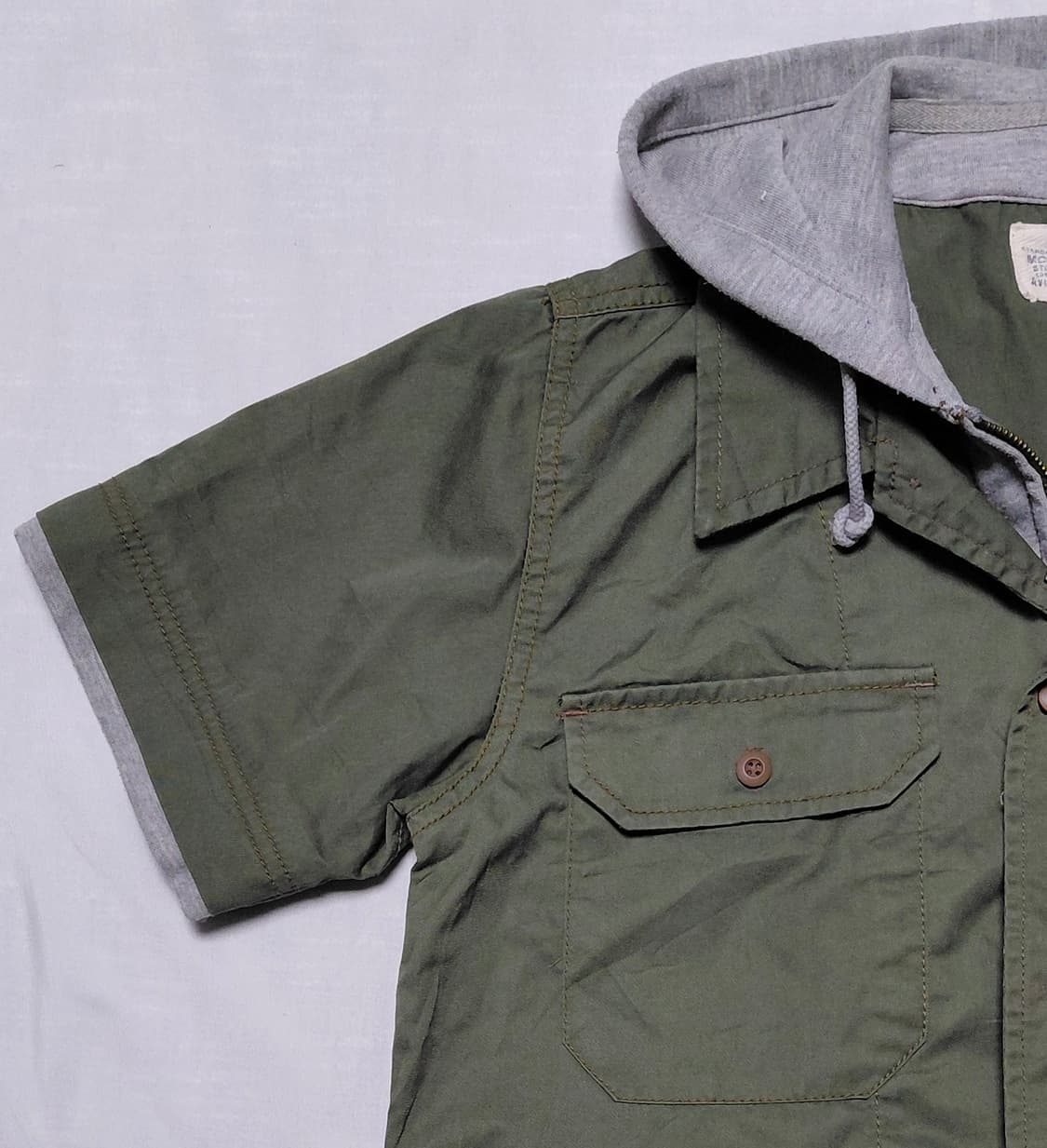 [M] 아비렉스(AVIREX) 밀리터리 패치 레이어드 반팔 후드 셔츠 상품이미지2