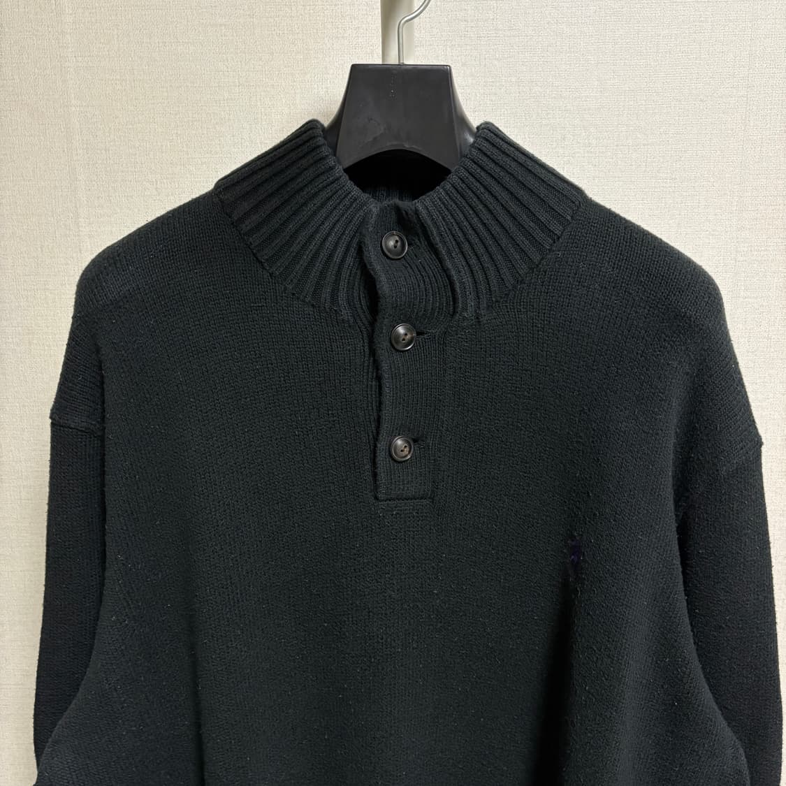 폴로 랄프로렌 버튼 하이넥 코튼 니트 / 블랙, XXL 상품이미지2