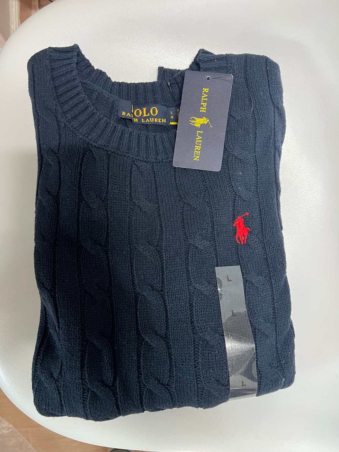 폴로 랄프로렌 여성 꽈배기니트 네이비L 상품이미지5