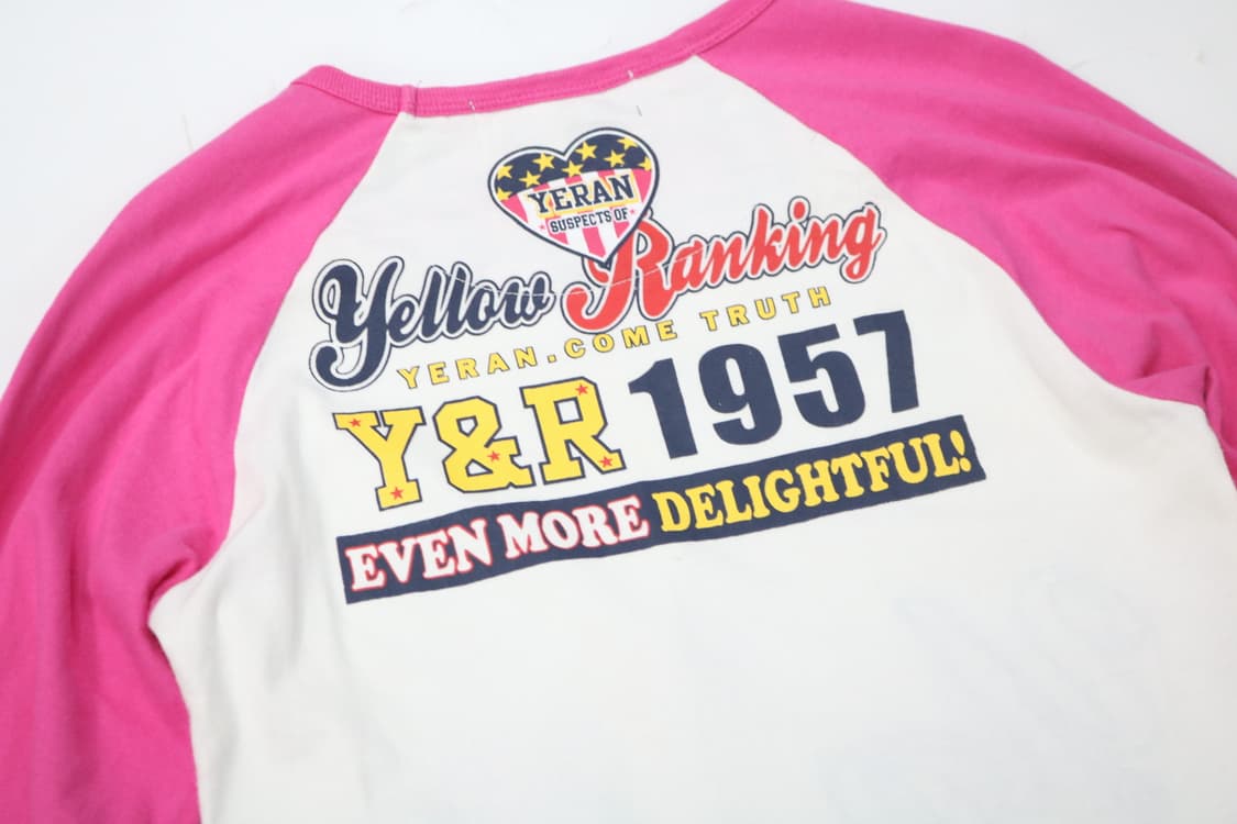 옐로우 랭킹 핑크색 레글런 긴팔 티셔츠 상품이미지8