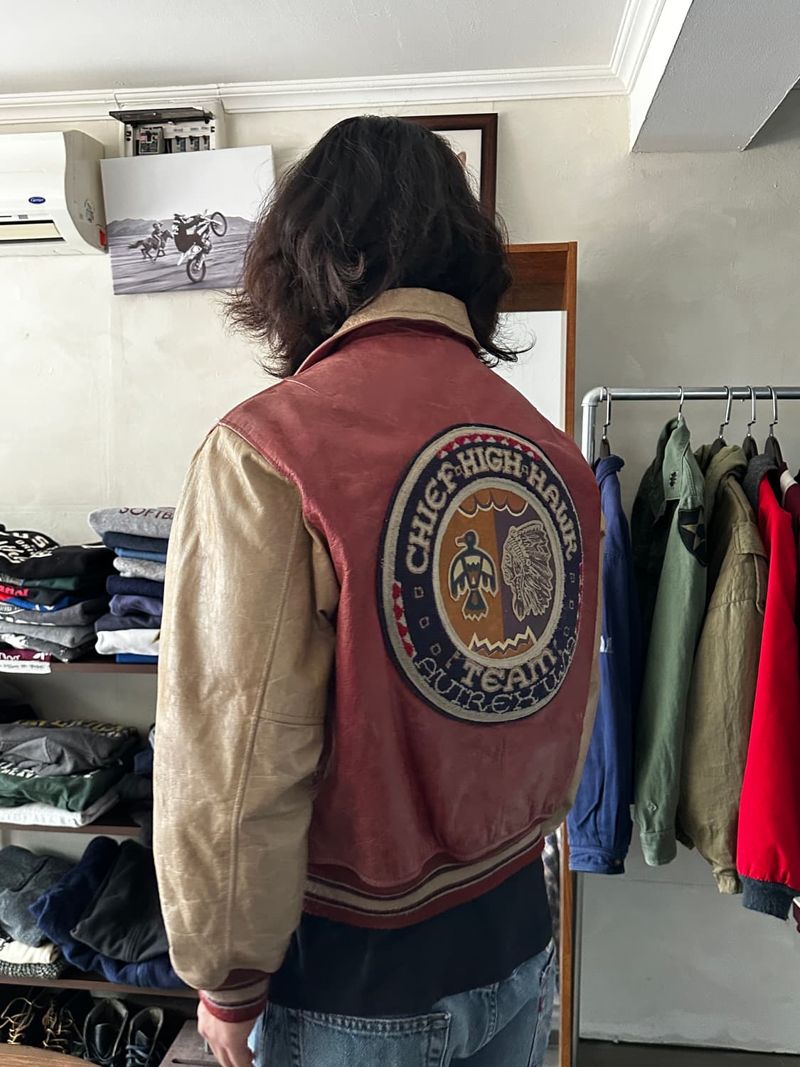 Avirex CHIEF HIGH HAWK 레더 바시티 자켓 상품이미지4