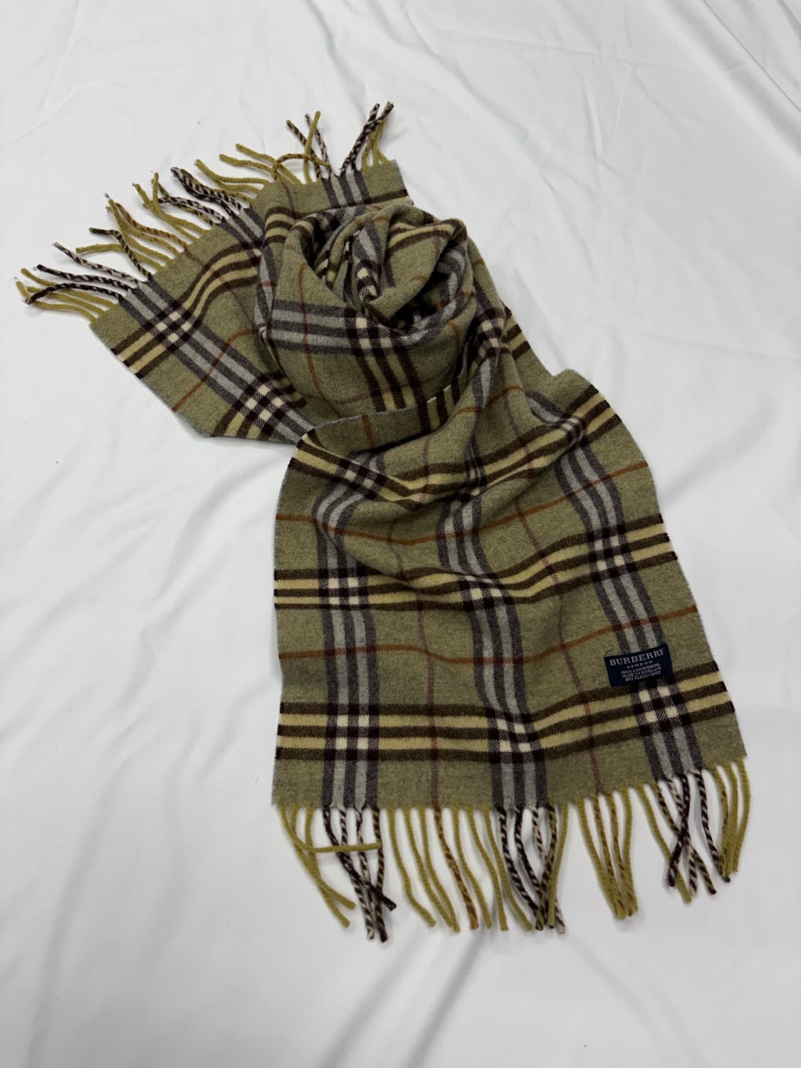 빈티지 버버리 노바체크 올리브 울 머플러 목도리 상품이미지1