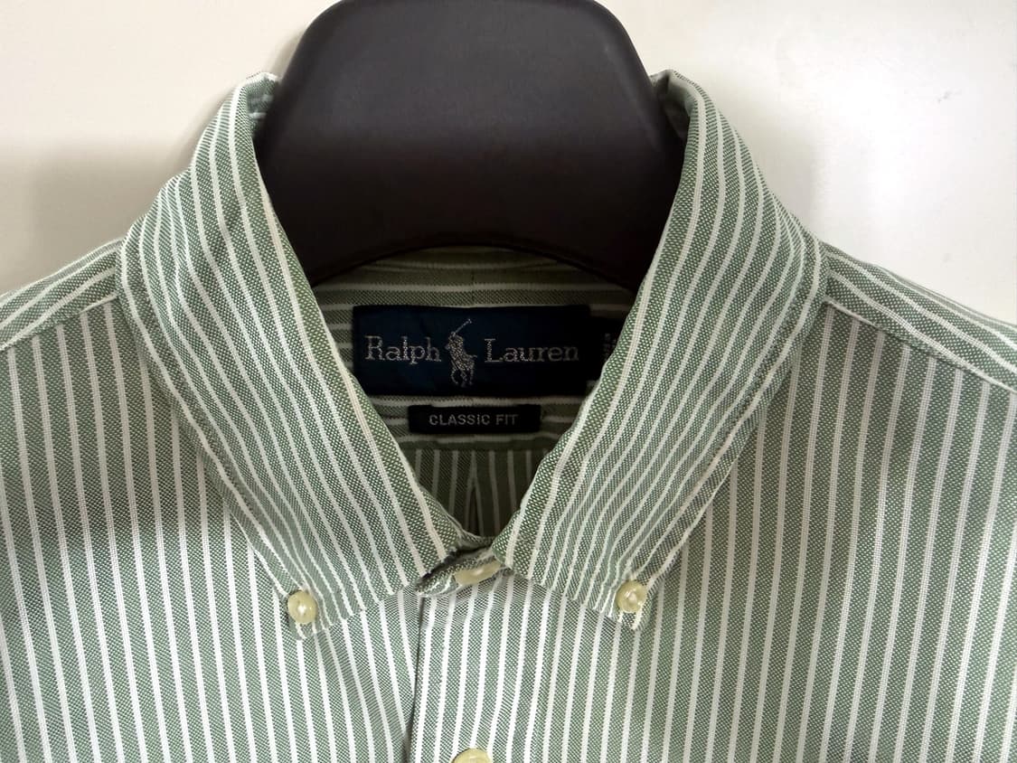 폴로 랄프로렌 클래식핏 연그린 줄무늬셔츠 95- 마른 100 상품이미지3
