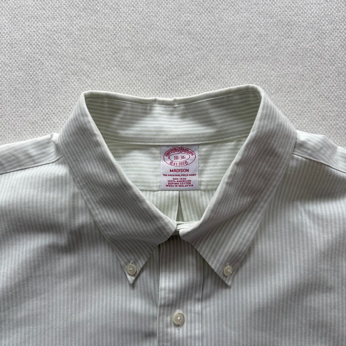 [XXL]브룩스브라더스 버튼다운 옥스포드 셔츠 그린 스트라이프 상품이미지3