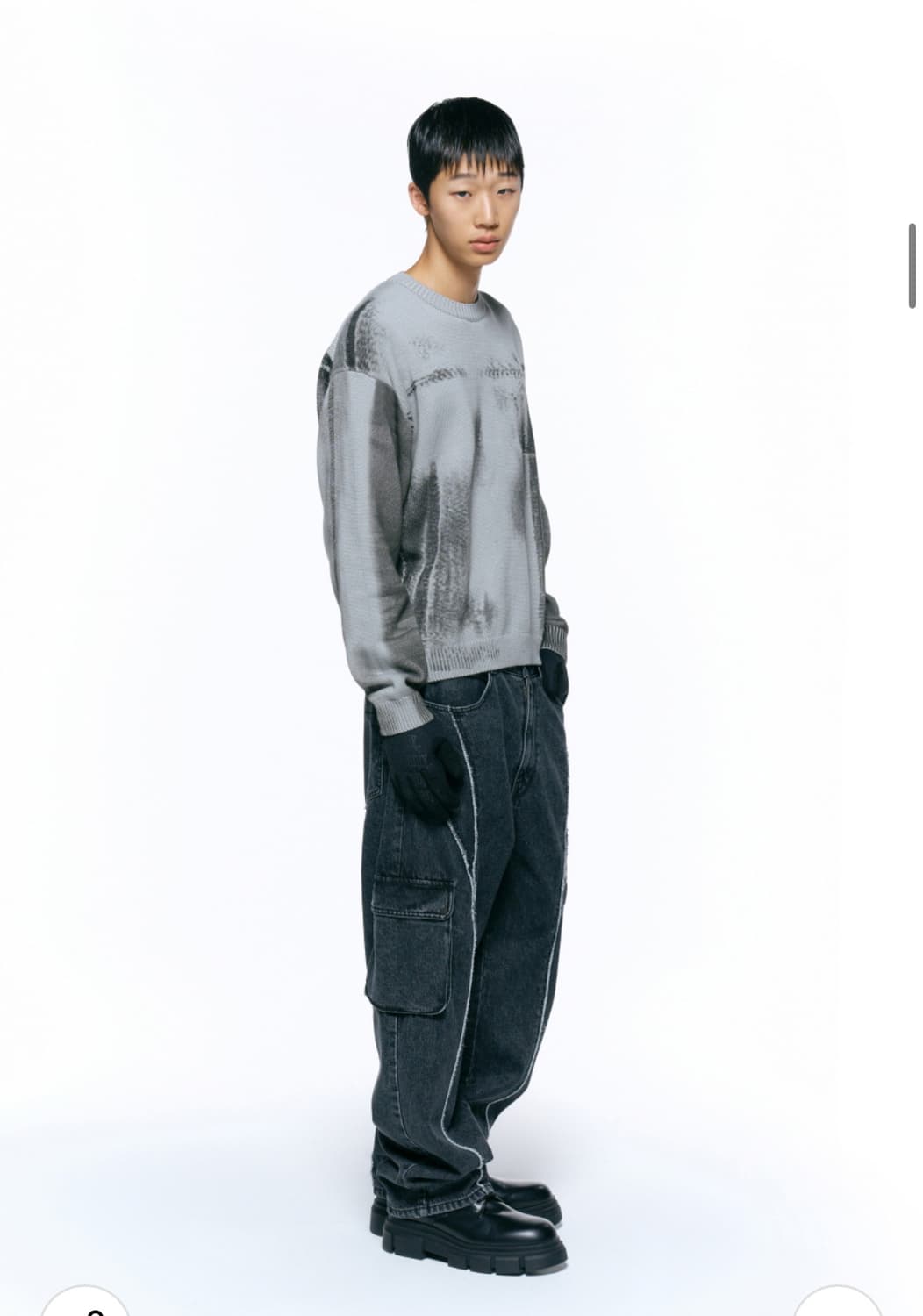 (L) 인사일런스 디지털 프린트 그런지 니트 ICE GREY 판매 상품이미지7