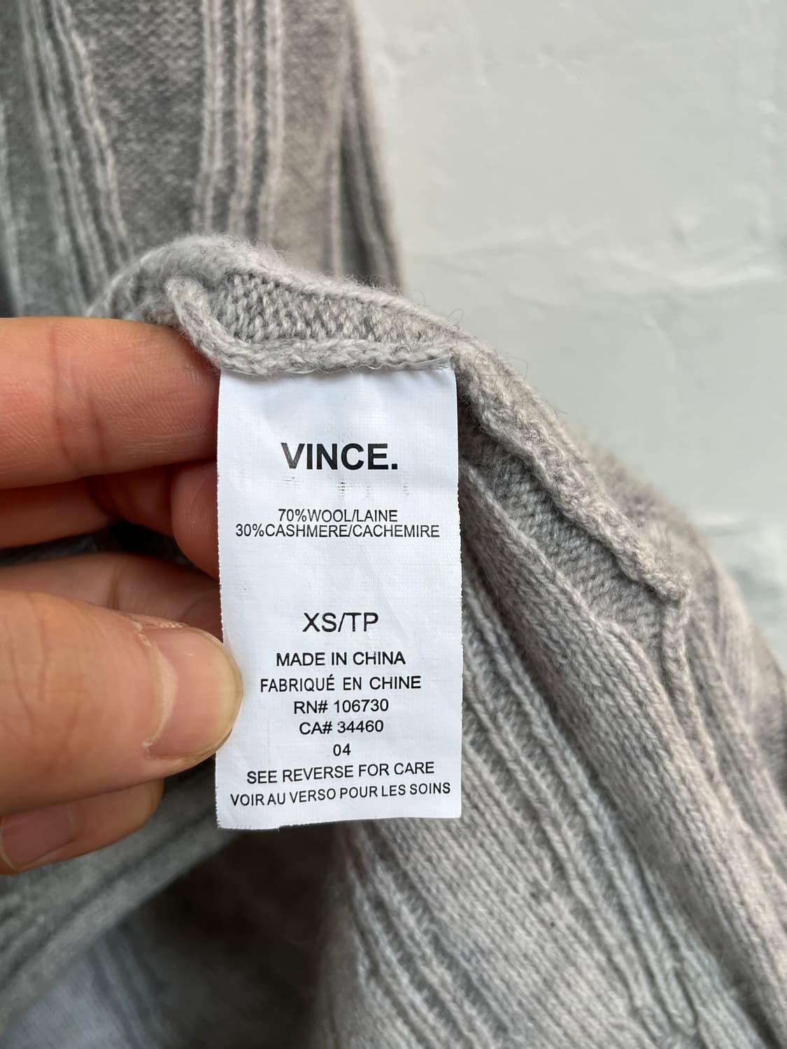 Vince 울 캐시미어 리브 니트 스웨터 XS 상품이미지5