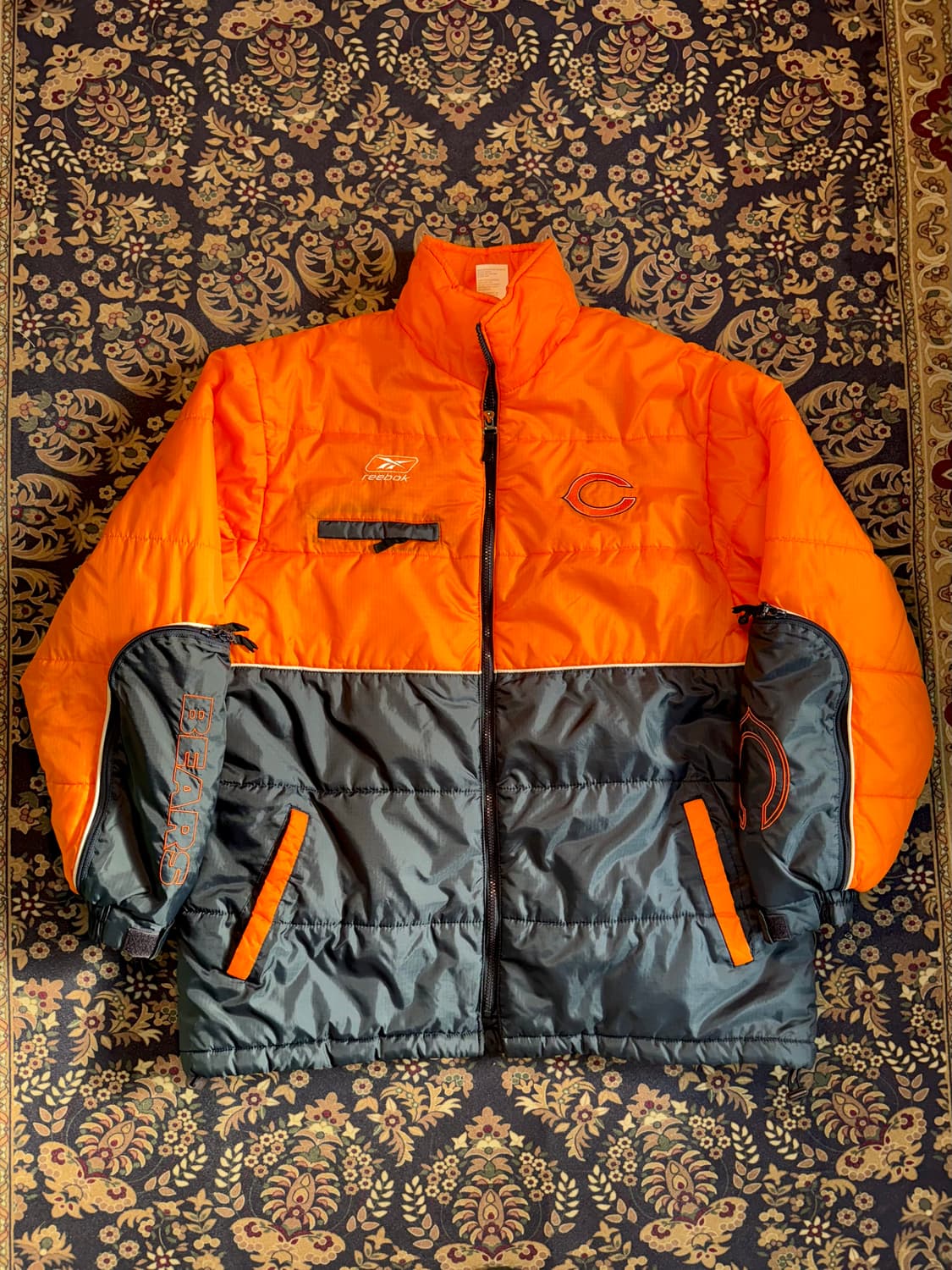 90s 올드스쿨 리복 NFL 시카고 베어스 립스탑 나일론 패딩자켓 상품이미지1