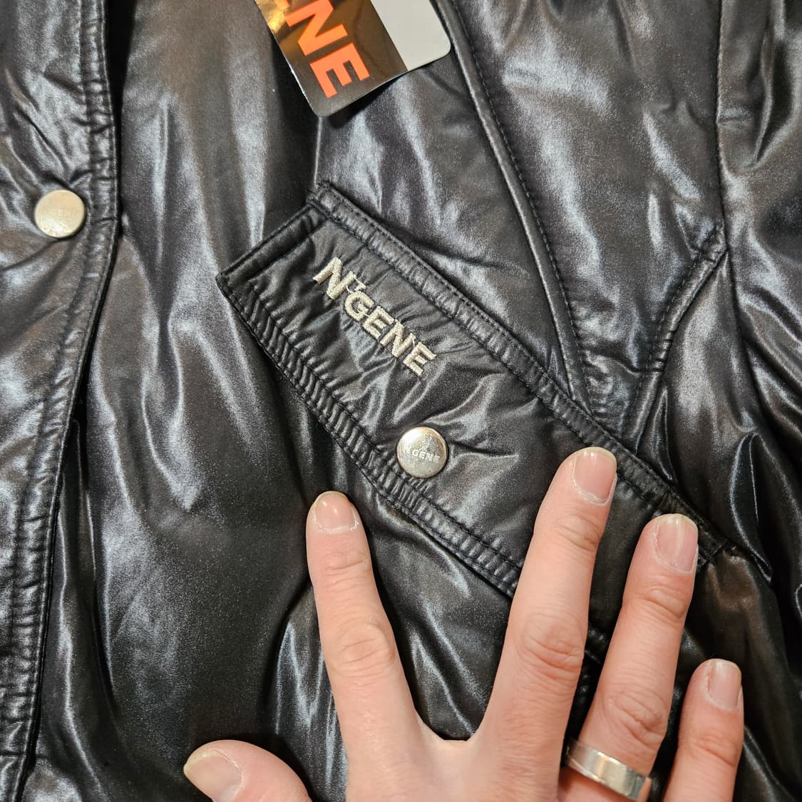 (새상품) 엔진(N'GENE) 00's 글로시 퍼 벨티드 유광 패딩점퍼  상품이미지3