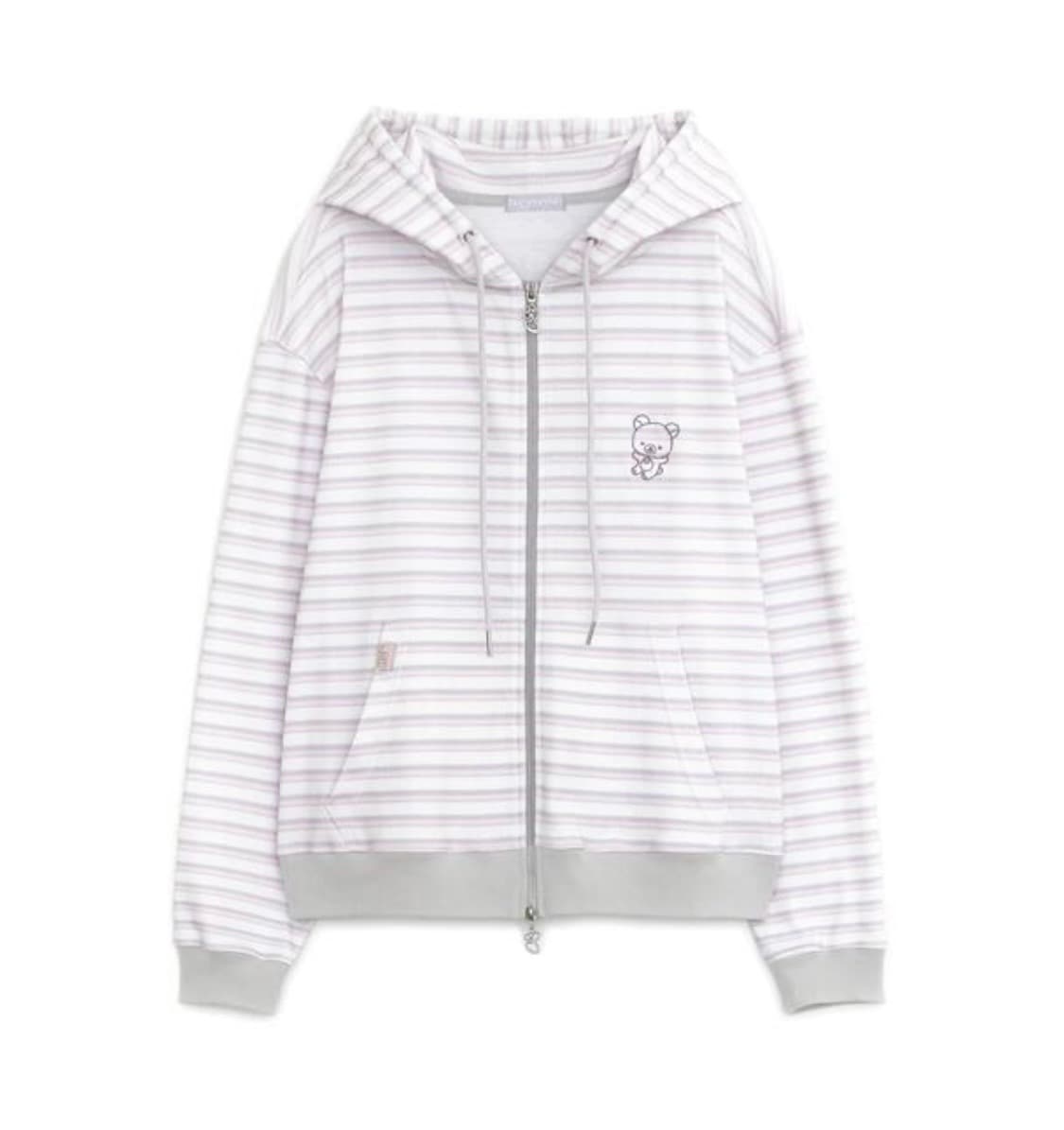 Stripe Korilakkuma hoodie zip-up (Pink) 상품이미지1