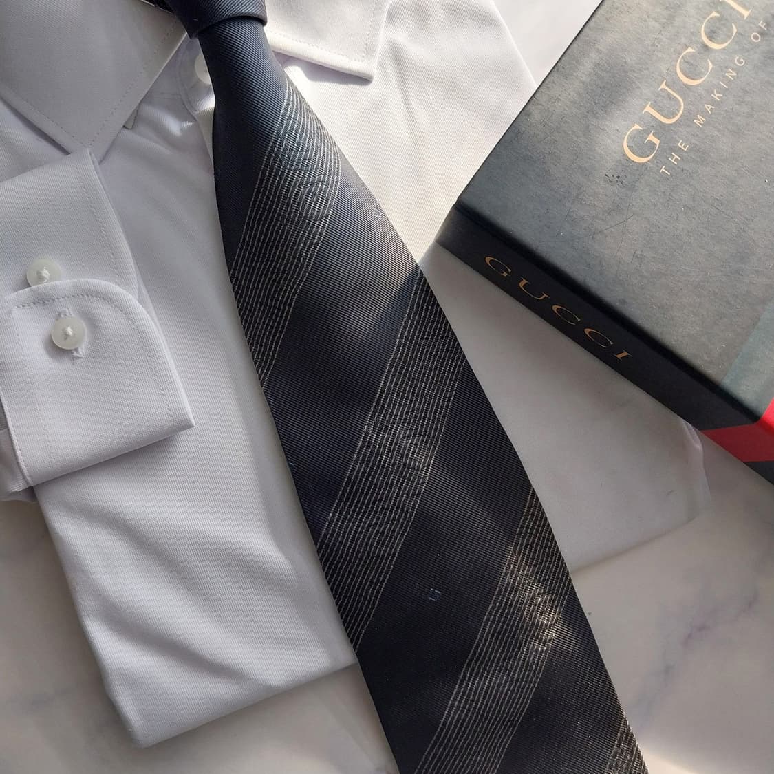 구찌 실크 그레이 로즈 자카드 넥타이 9.8cm A+~A등급 K1507
 상품이미지7