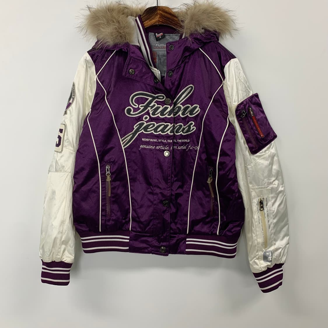 Fubu 후부 y2k 와투케 울프죠 세틴 퍼 점퍼 상품이미지3