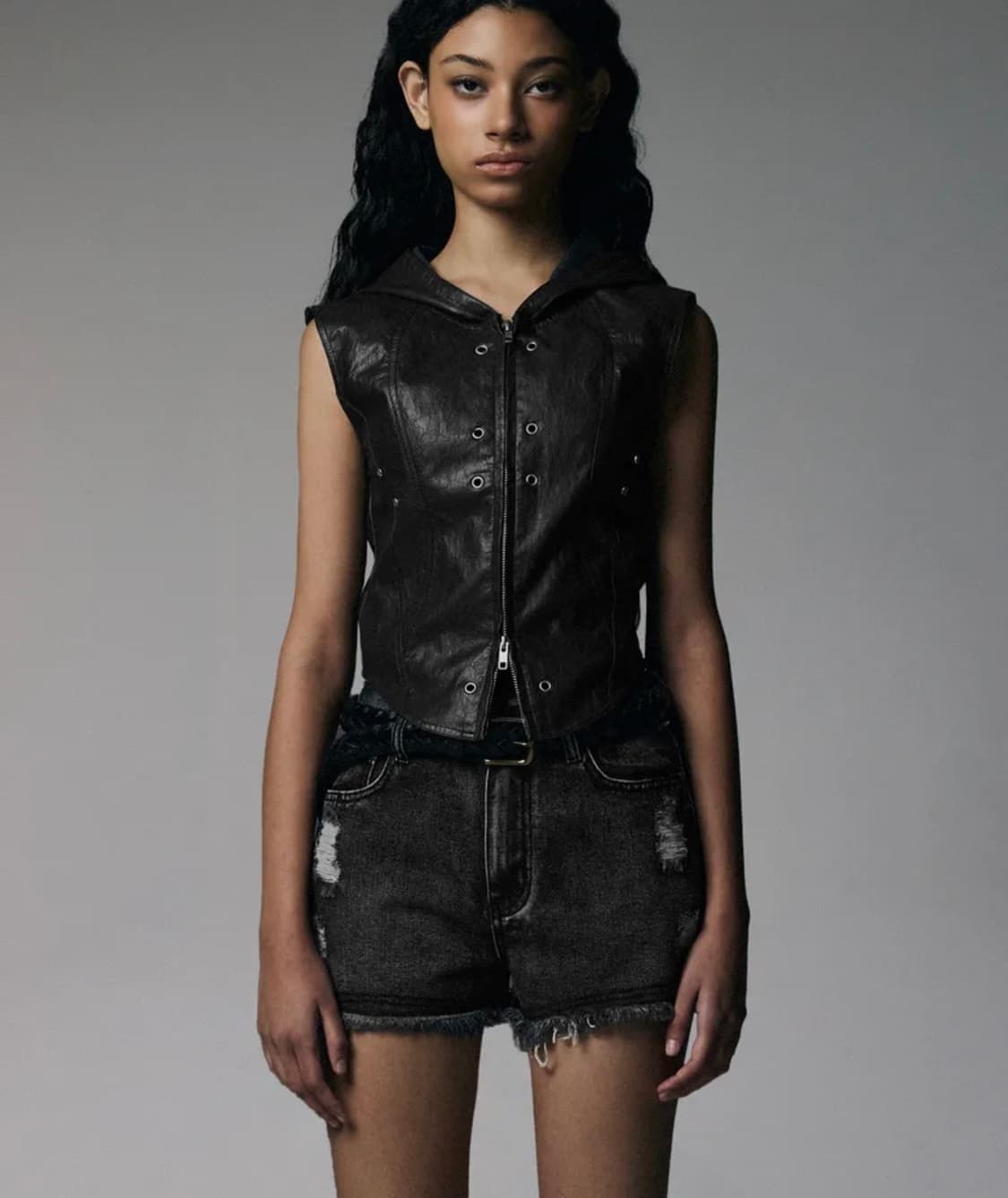 낫포너드 아일렛 가죽 후드 조끼 상품이미지1