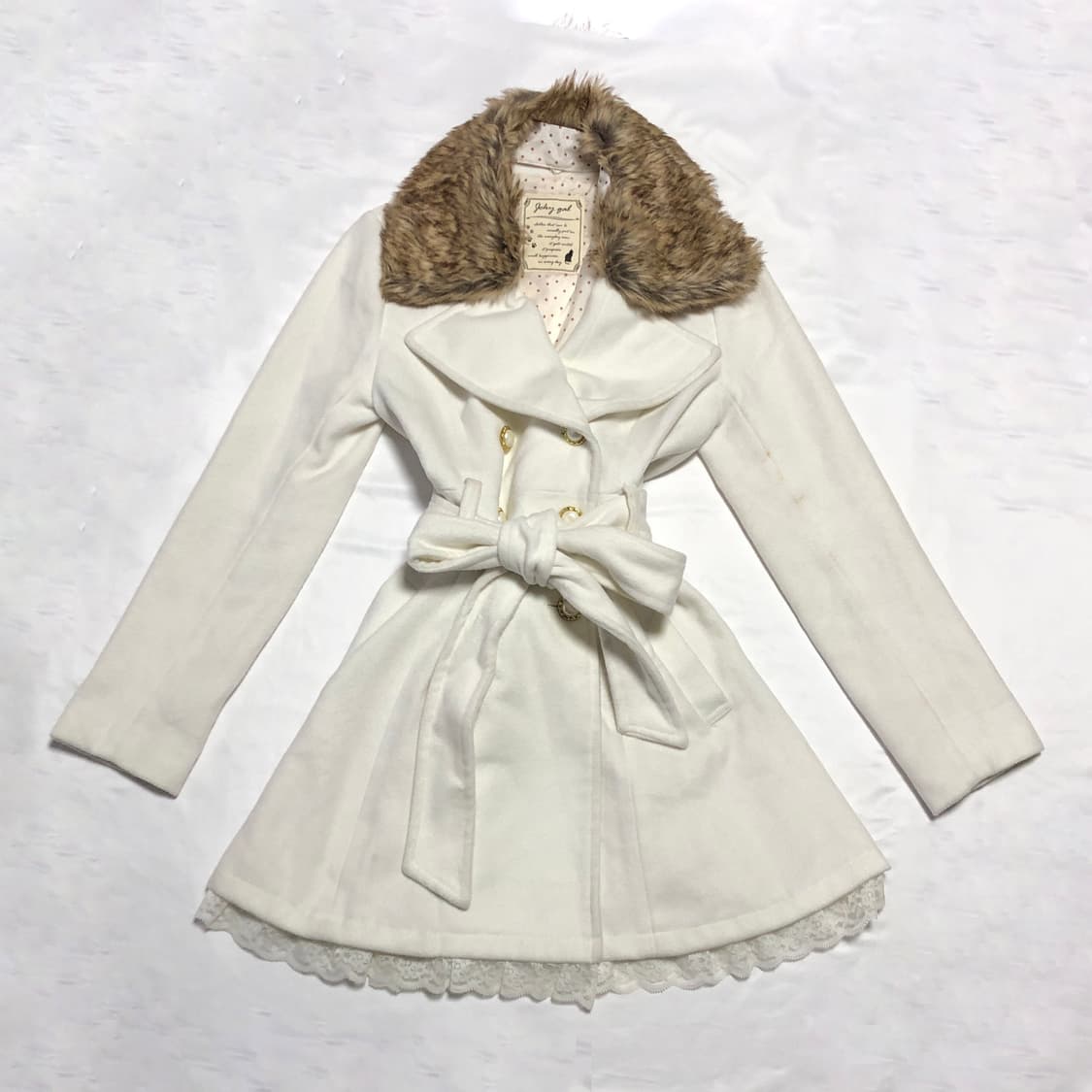 리본 레이스 코트 화이트 상품이미지1