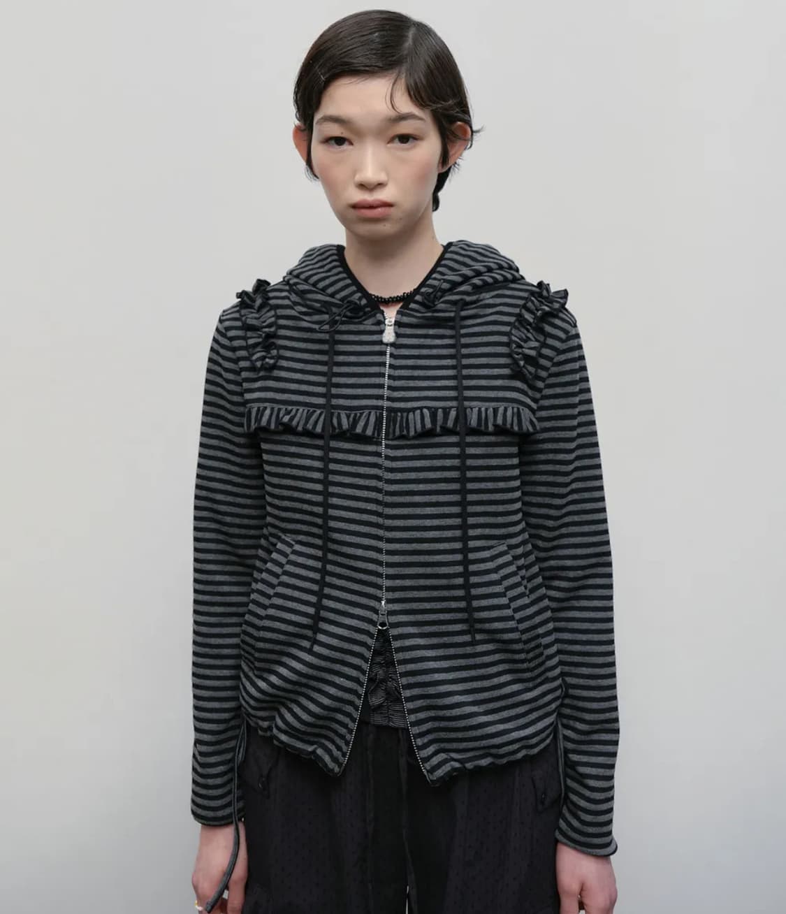 타입서비스 스트라이프 후드집업Ruffled Stripe Zip Hoodi 상품이미지1