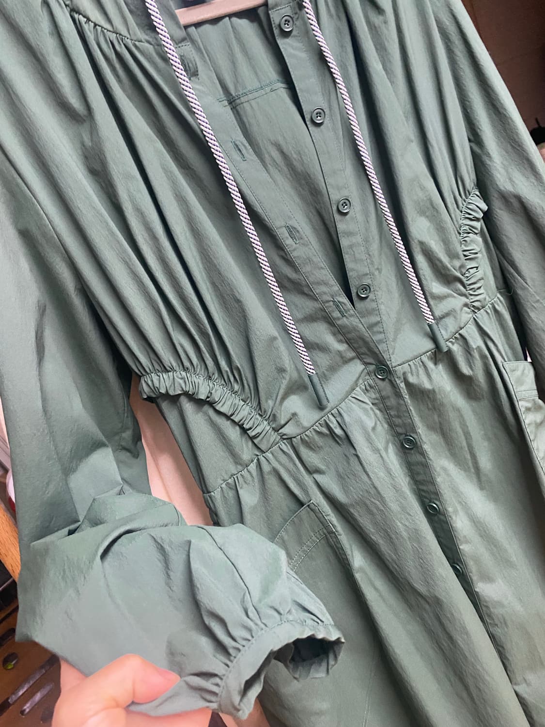 JUCY JUDY 그린 후드 롱 원피스 S 상품이미지3