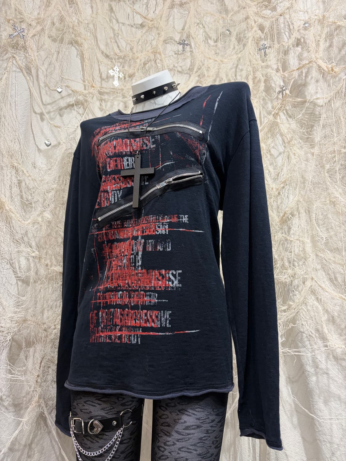 punk zipper blood Layered long sleeve 상품이미지3