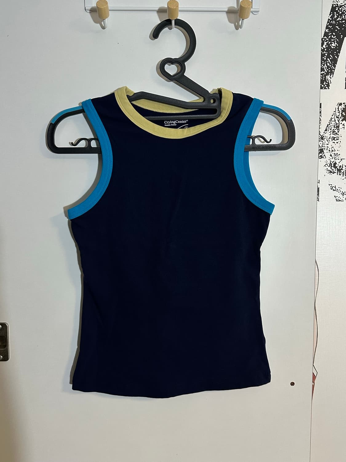 크라잉센터 백 디테일 배색 슬리브리스 나시 네이비 상품이미지4