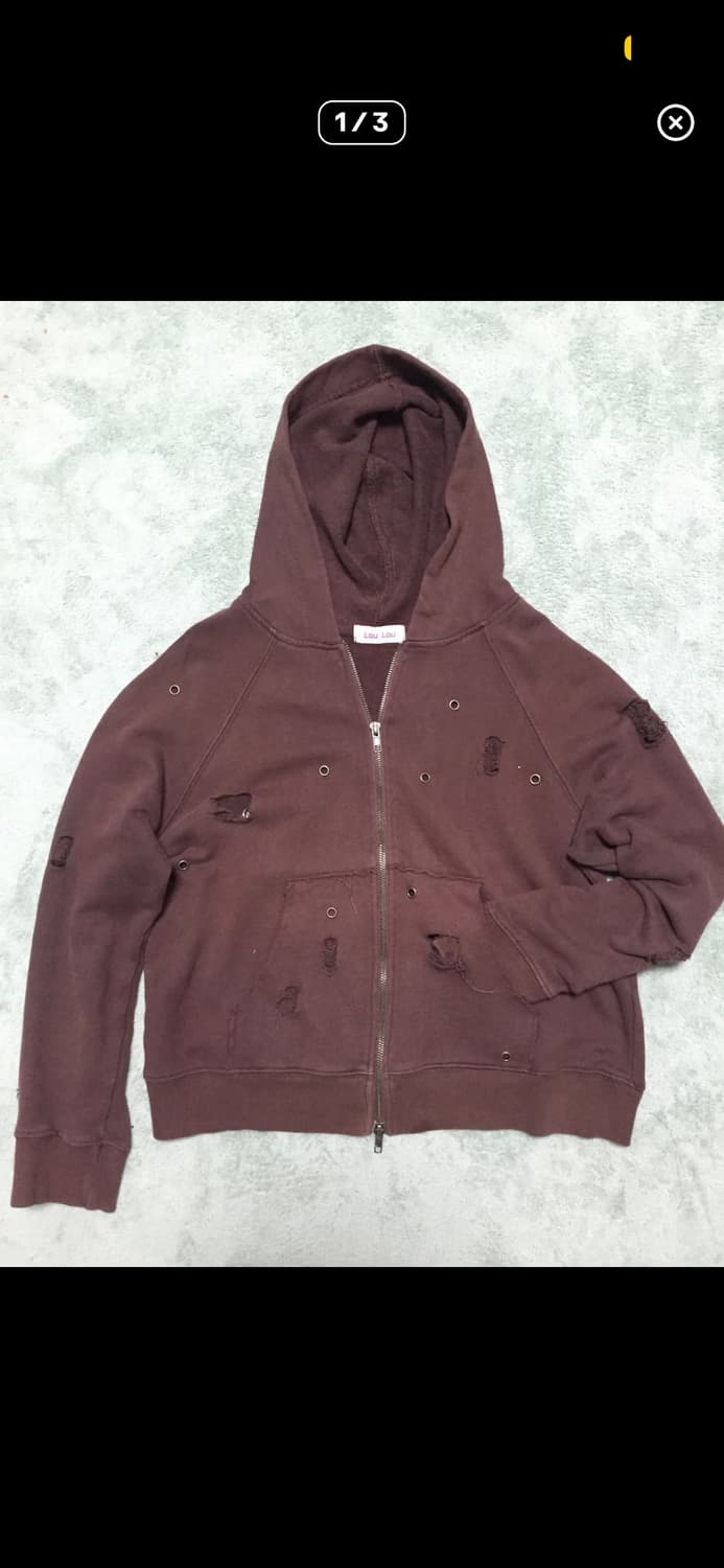 펀칭 데미지 디테일 빈티지 모리걸 히메갸루 그런지 후드집업 상품이미지1