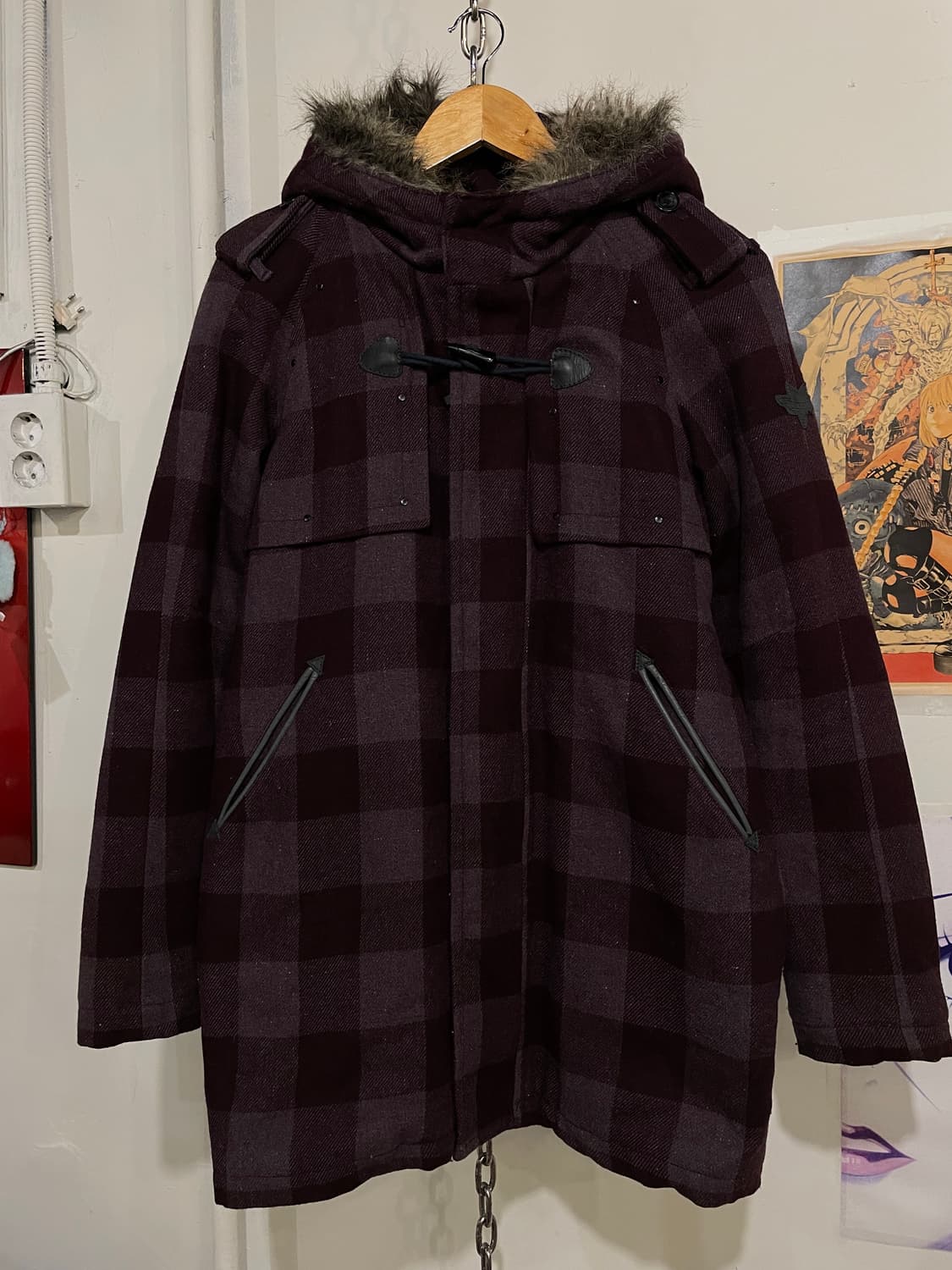 diesel 디젤 지퍼 후드 체크패턴 딥 퍼플 코트 상품이미지7