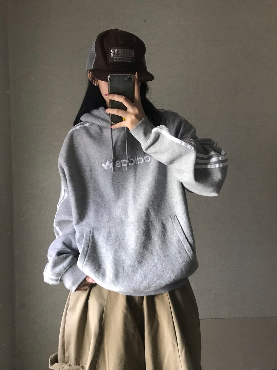 아디다스 그레이 부클 후드티 상품이미지1