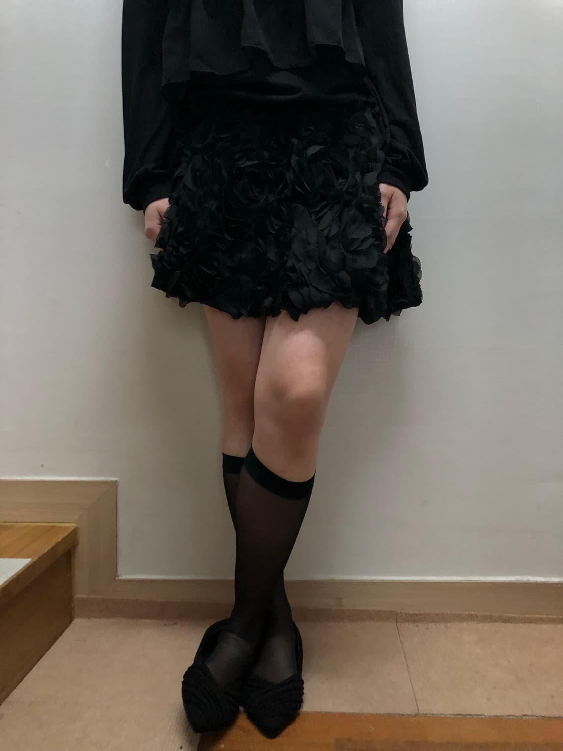 빈티지 블랙 플라워 미니 스커트 상품이미지3