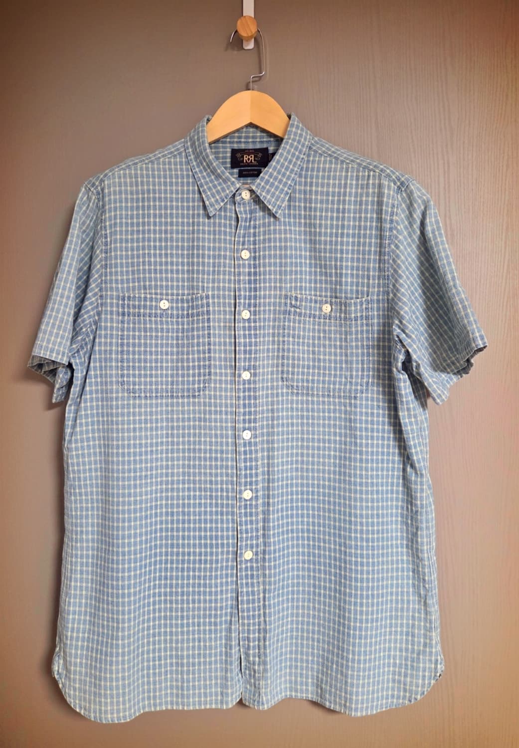 RRL 더블알엘  블루 체크 반팔 셔츠 XL 상품이미지1