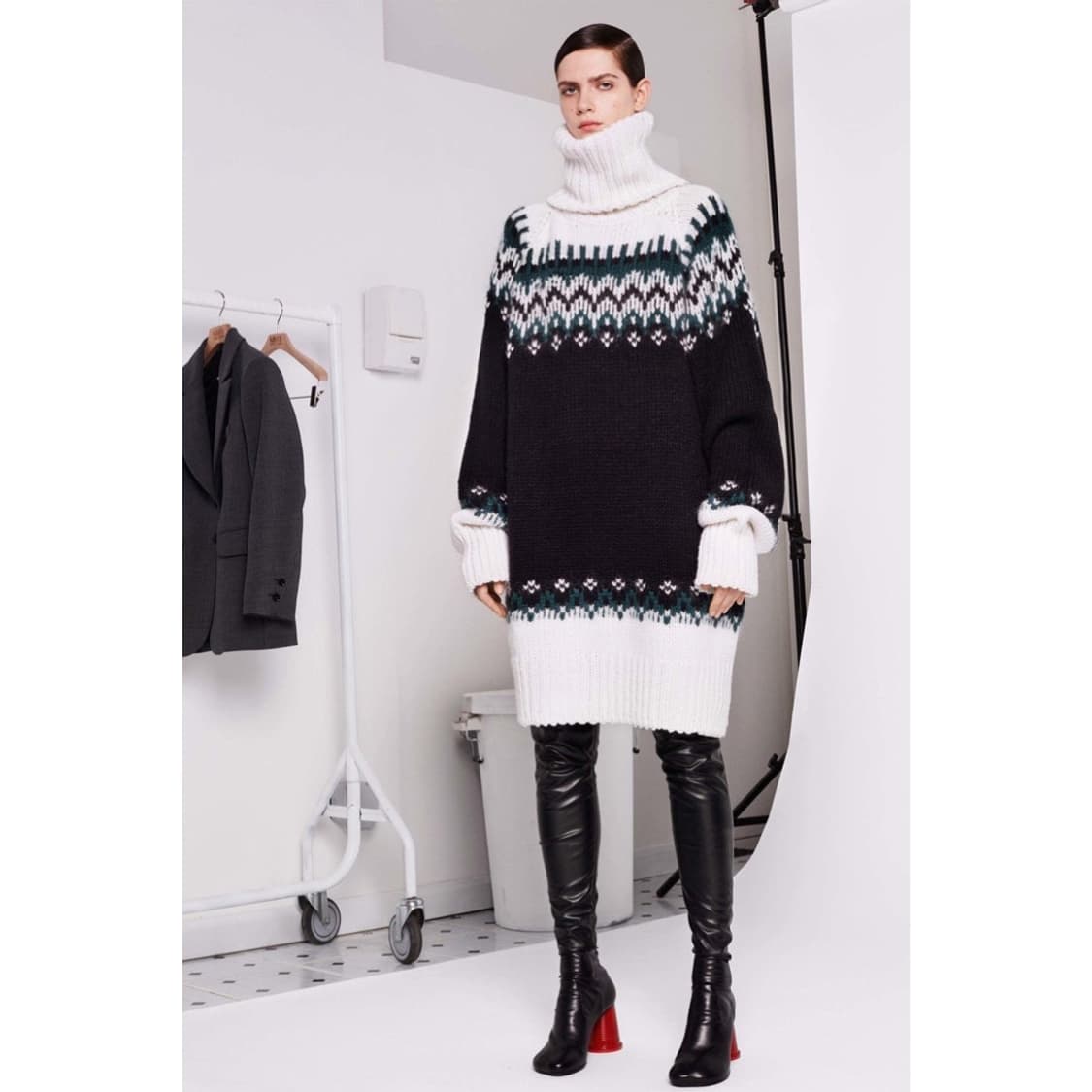 (새상품,매장판) 메종 마르지엘라 MM6 노르딕 패턴 터틀넥 니트 원피스 상품이미지3