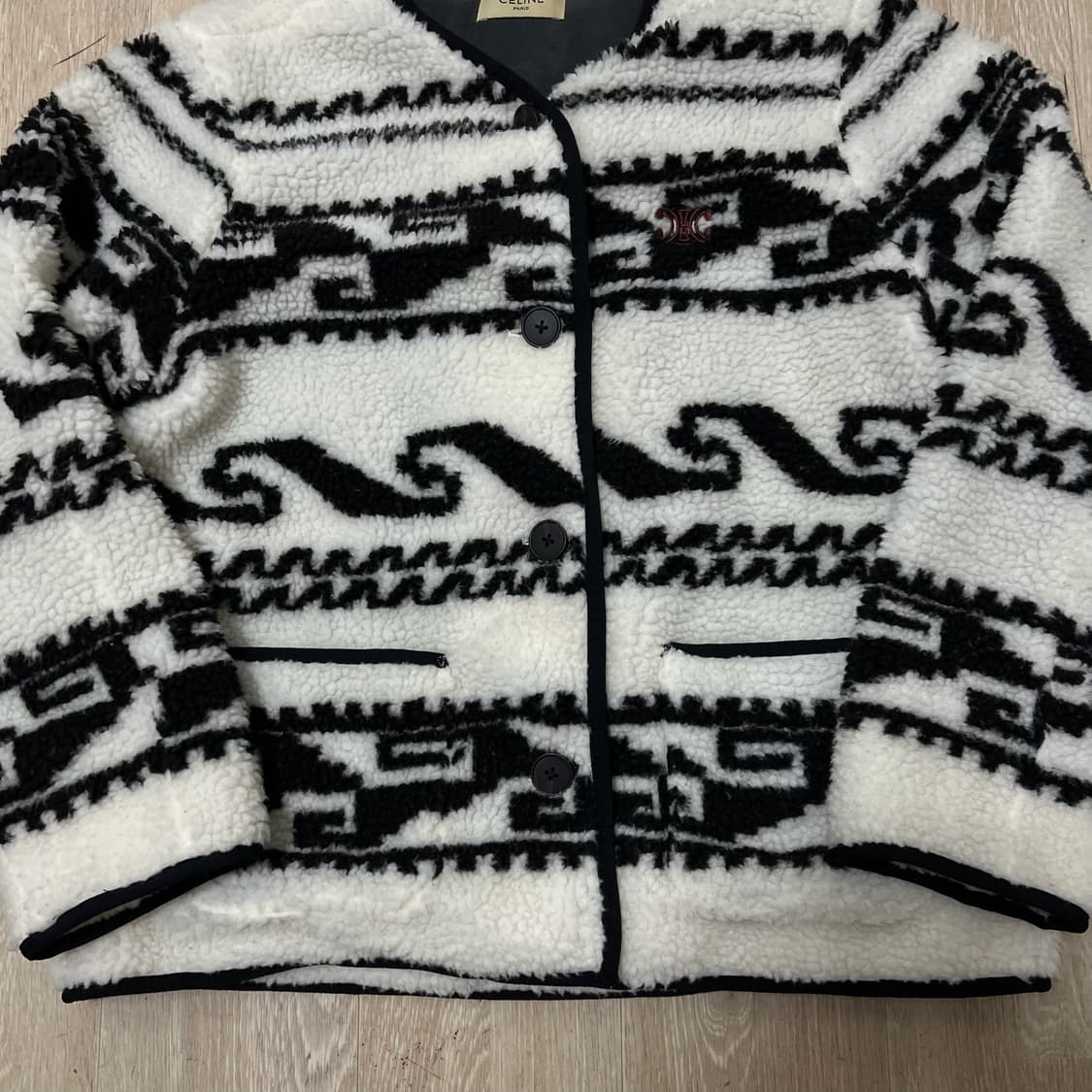 셀린느 파리 여성 자카드 노카라 플리스 후리스 자켓 상품이미지3