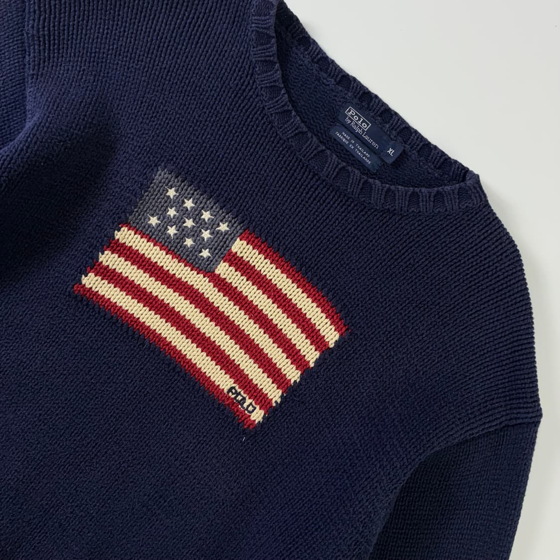 Polo  폴로 랄프로렌 90,s 헤비코튼 네이비 성조기 니트 상품이미지3