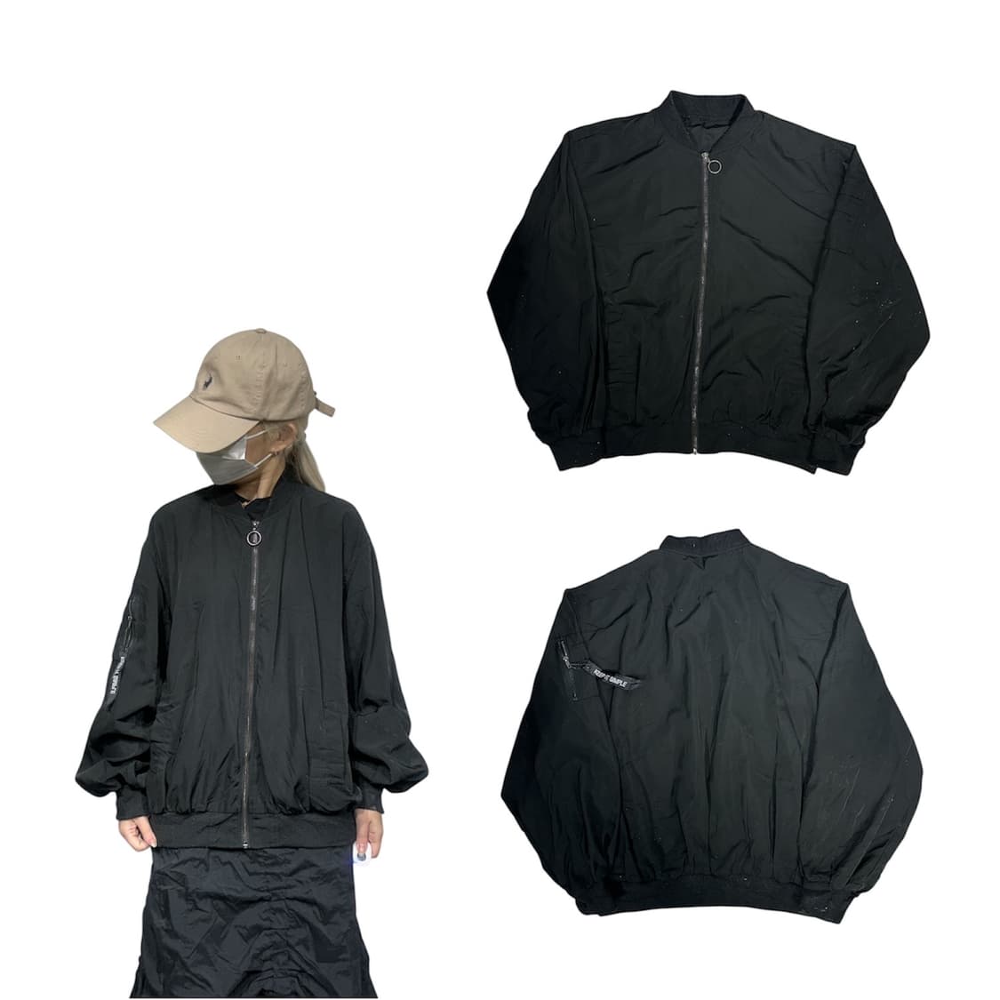 일본 빈티지 블랙 오버핏 바람막이 자켓 M 상품이미지1
