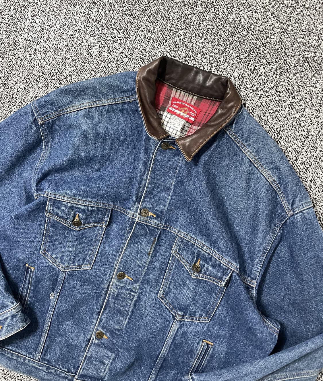 빈티지9. 말보로 컨트리 스토어 빈티지 레더 카라 데님 자켓 청자켓 상품이미지2