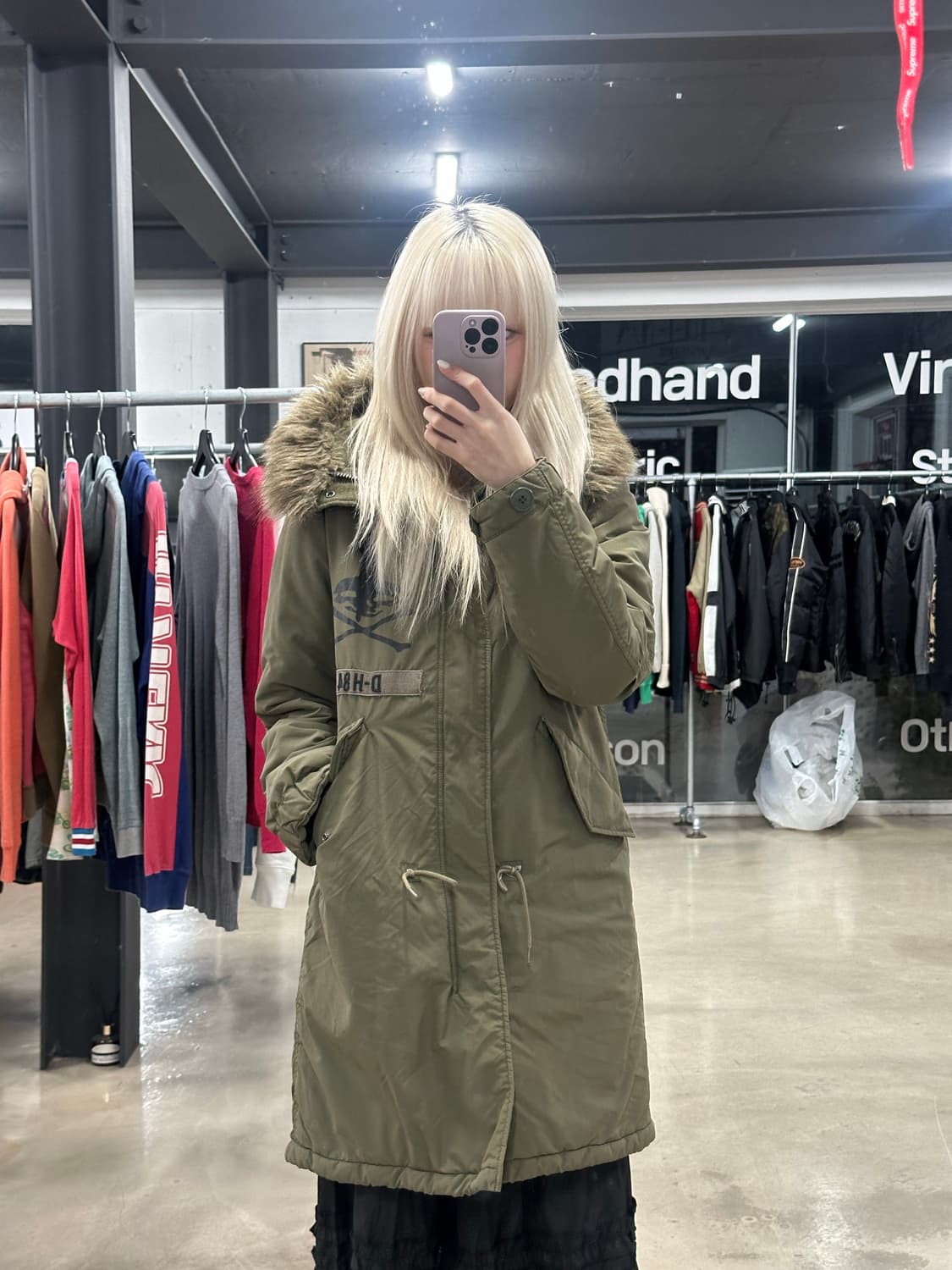 히스테릭 글래머 D-H84 누빔 퍼 롱자켓 상품이미지1