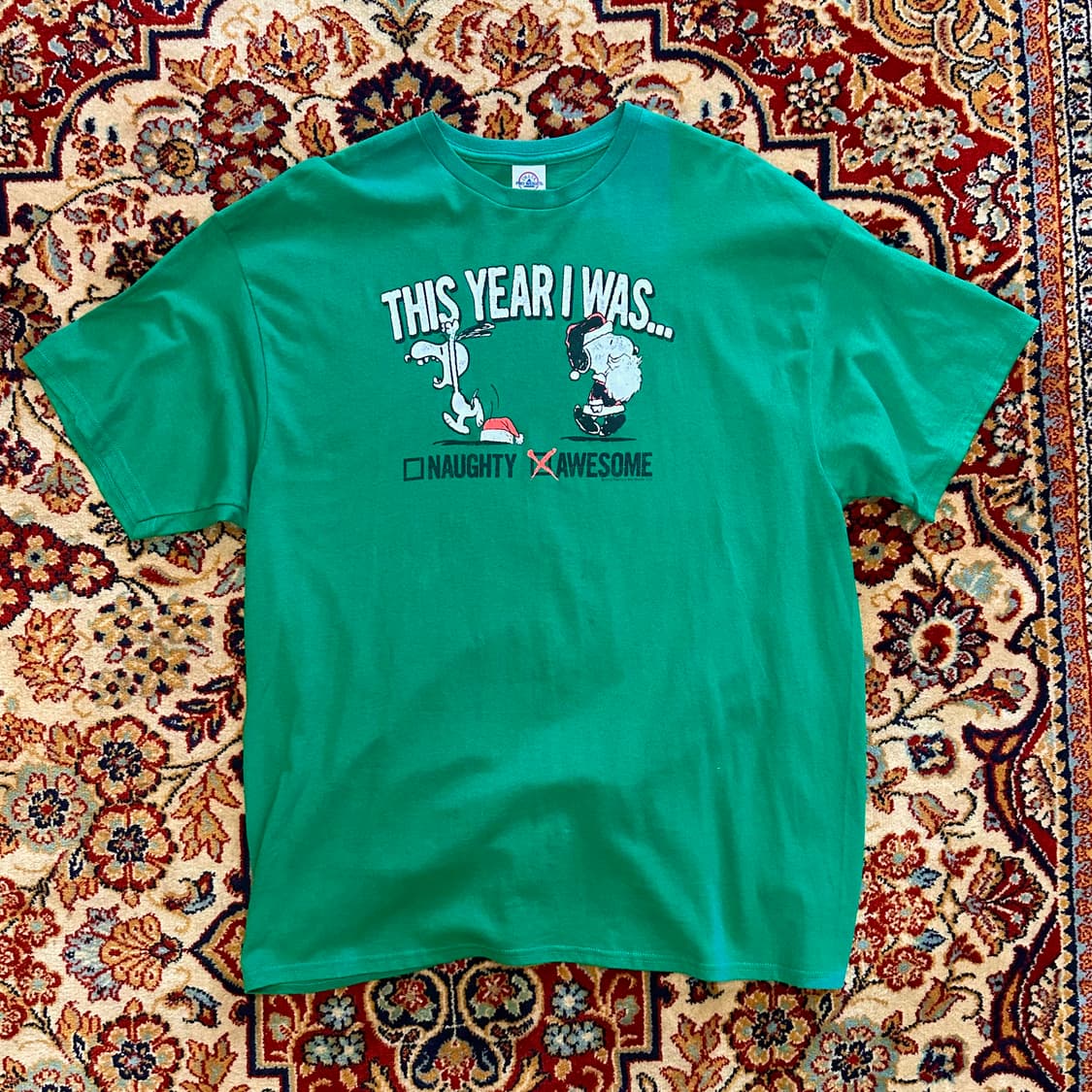 스누피 "Naughty & Awesome" 크리스마스 티셔츠 - 2XL 상품이미지1