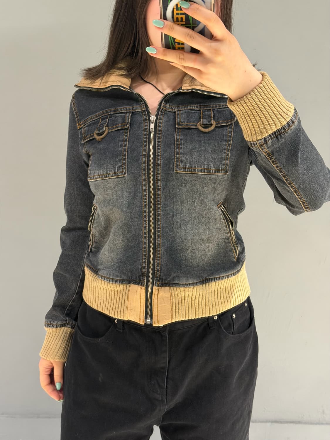 high-neck washing denim jacket 상품이미지4