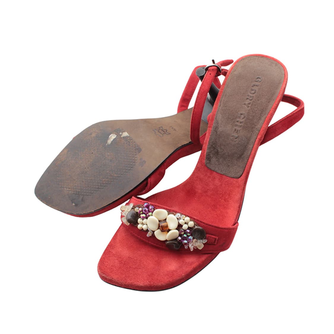 글로리 챈 레드 스웨이드 샌들 6M 상품이미지3