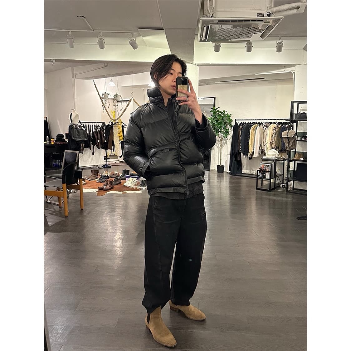  요지야마모토 레더 패딩 자켓 상품이미지4