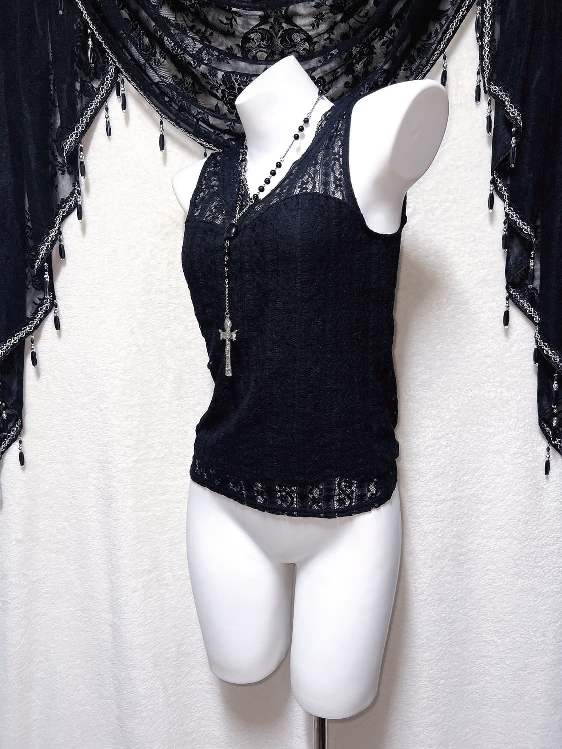 로맨틱고딕 고스펑크 오네갸루 레이스 슬리브리스 나시 핀터 공겜 페어리 상품이미지3