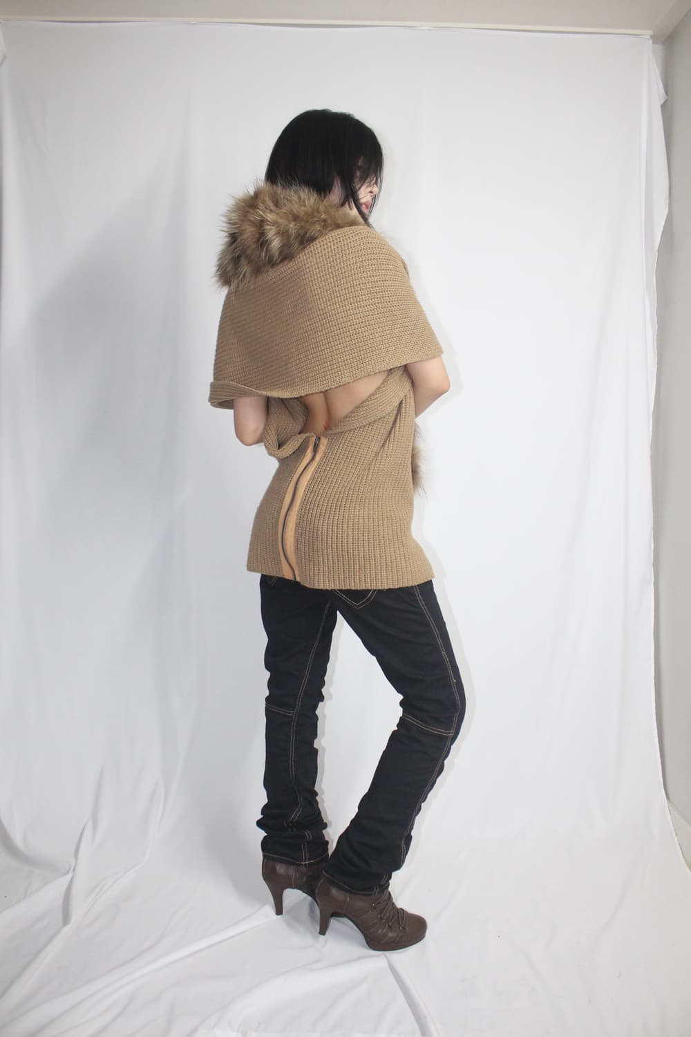 Yellow brown fur multi-way zip vest 상품이미지9