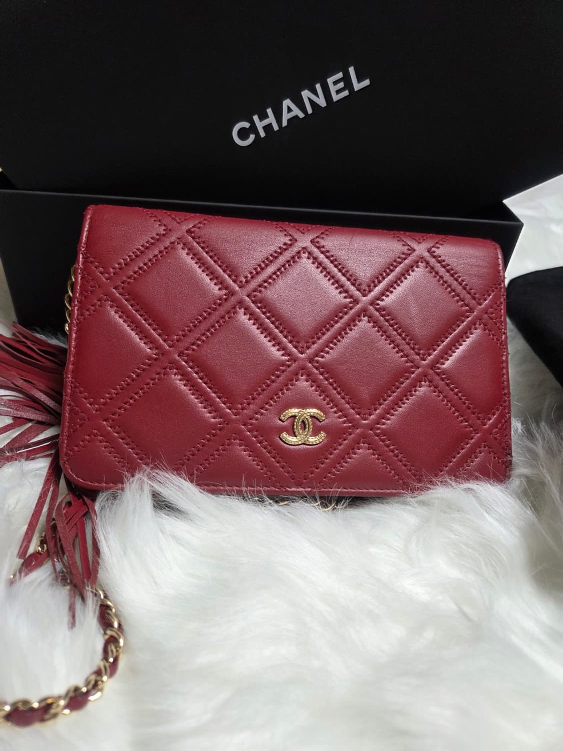샤넬 체인 숄더백 버건디 태슬 (풀박) woc 상품이미지2