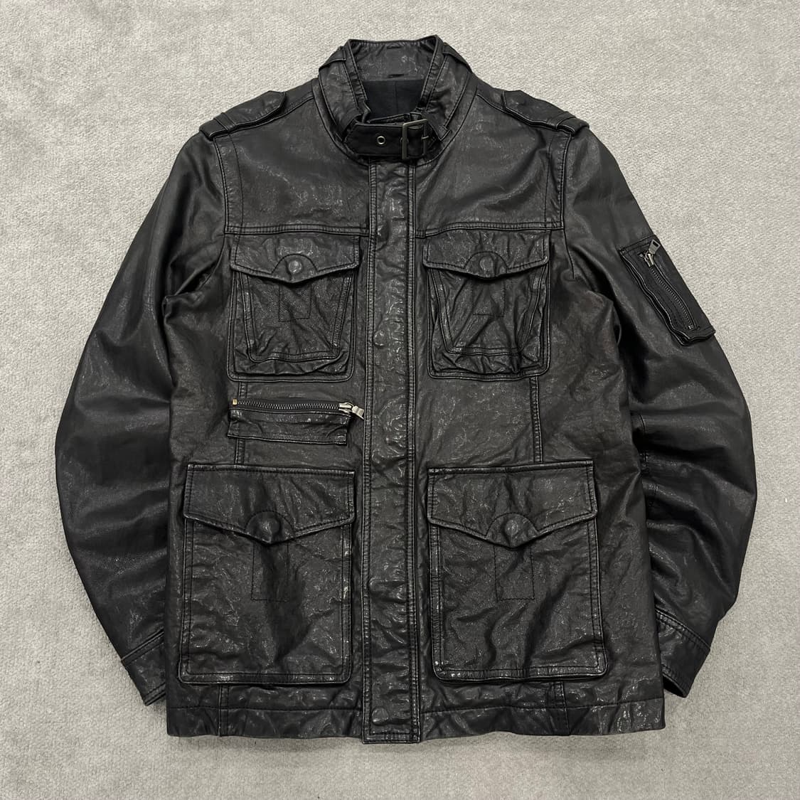 100 빈티지 양가죽 쿼드포켓 레더자켓 상품이미지1