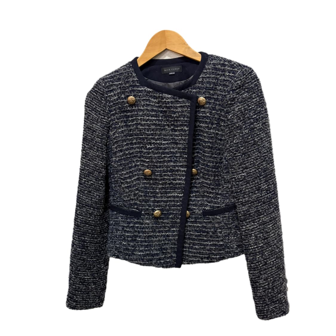 네이비 사선 금장버튼 트위드 자켓 상품이미지6