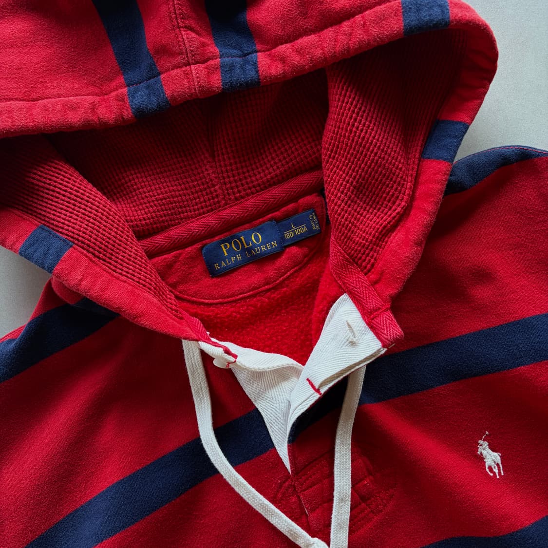 [L]폴로 랄프로렌 스트라이프 럭비 기모 후드 상품이미지8