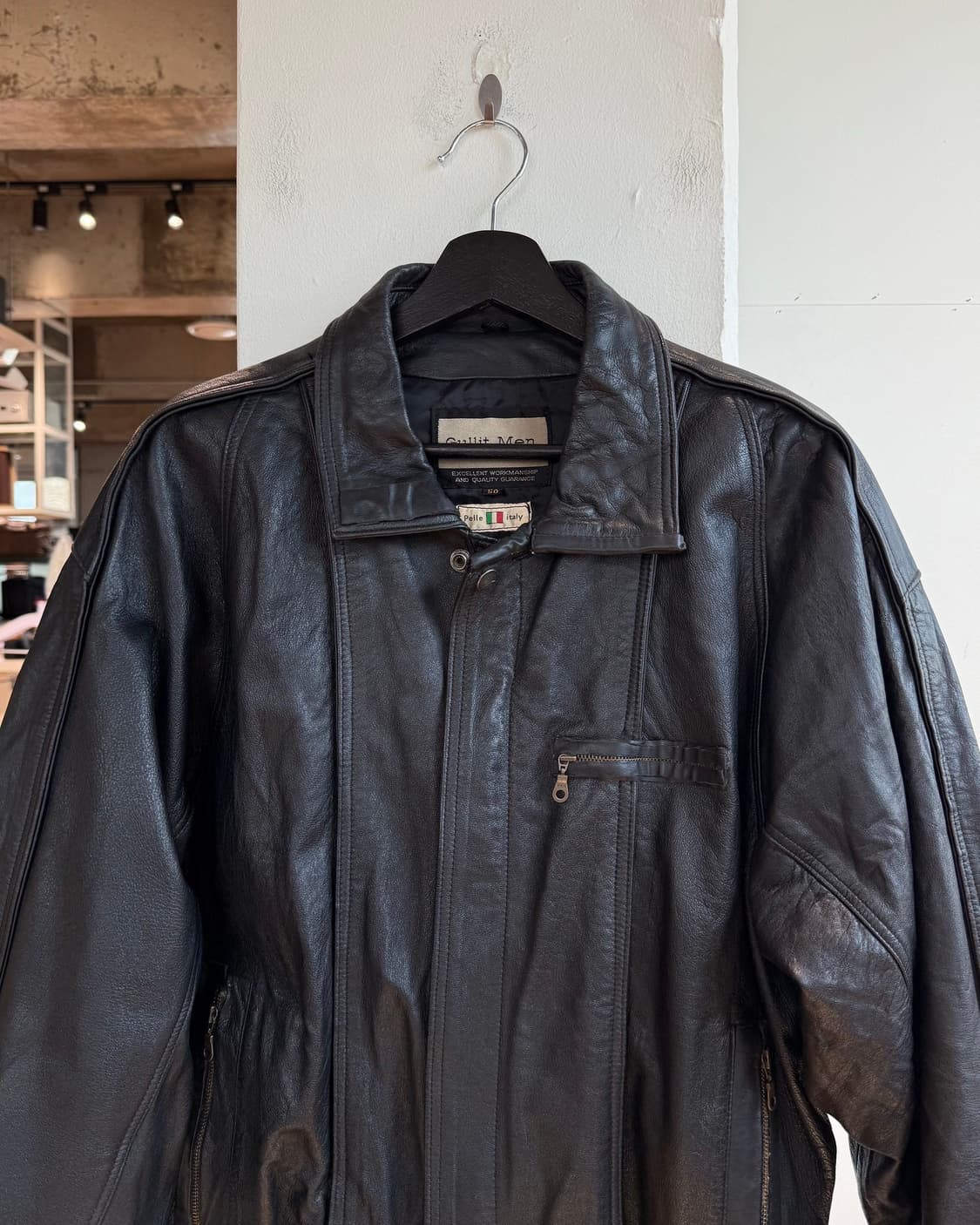 걸릿 맨 블랙 카우하인드 레더 자켓  상품이미지3