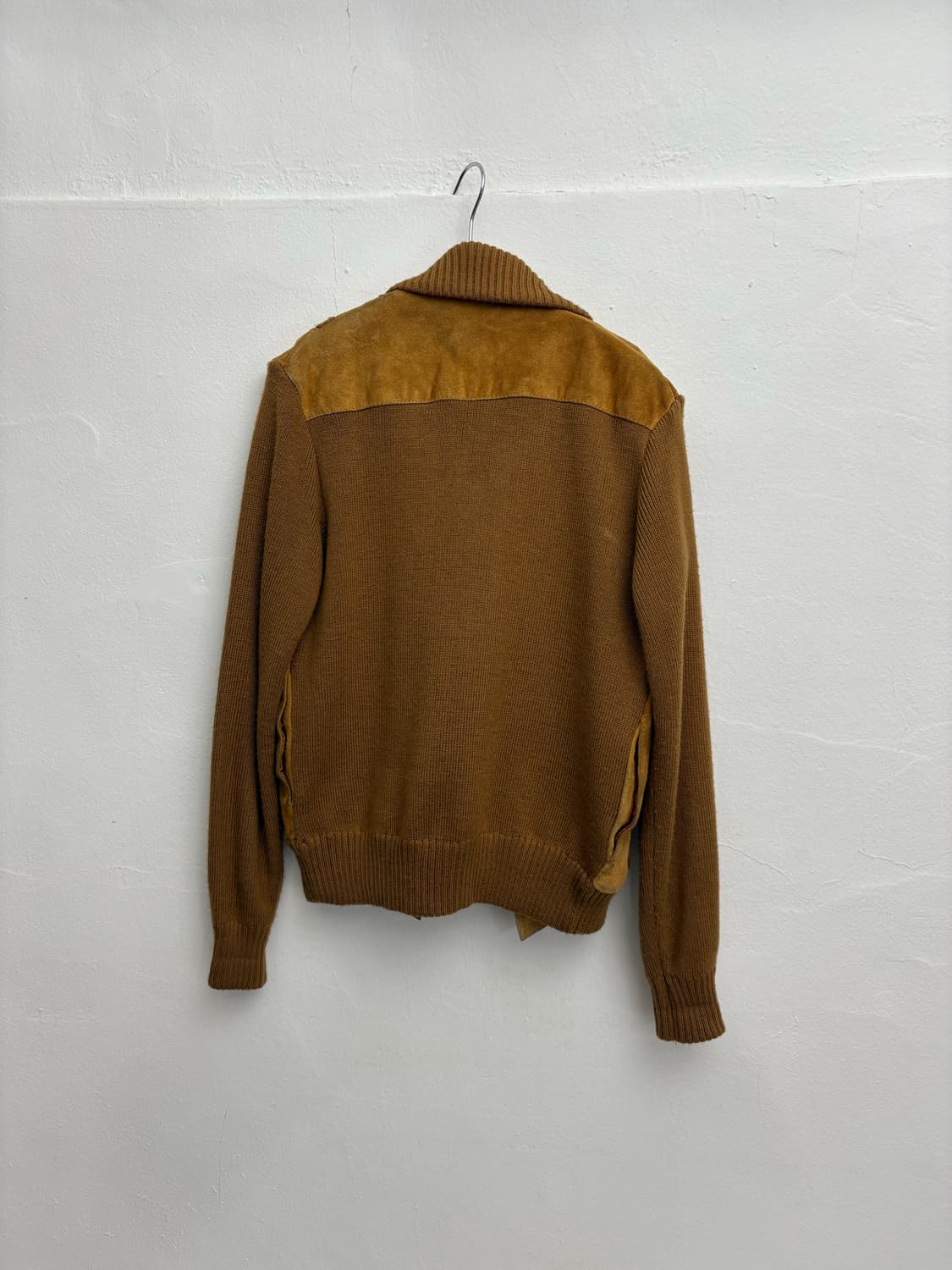 빈티지 스웨이드 가죽 니트 가디건 상품이미지2